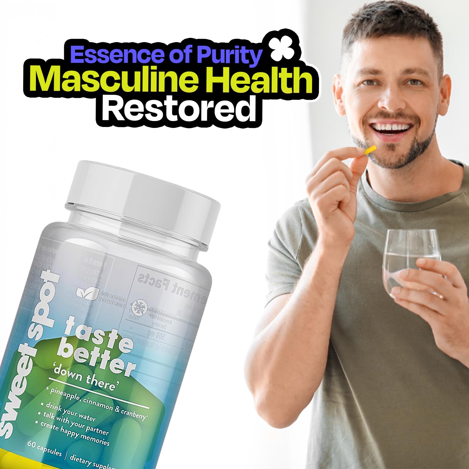 Pineapple Probiotics for Men – 625mg Sweet Spot Formula with Pineapple Extract, Cranberry & Cinnamon, Supports pH Balance & Freshens Taste, 60 Capsules, Made in the USA TASTE THE SWEET SPOT buy supplements canada
