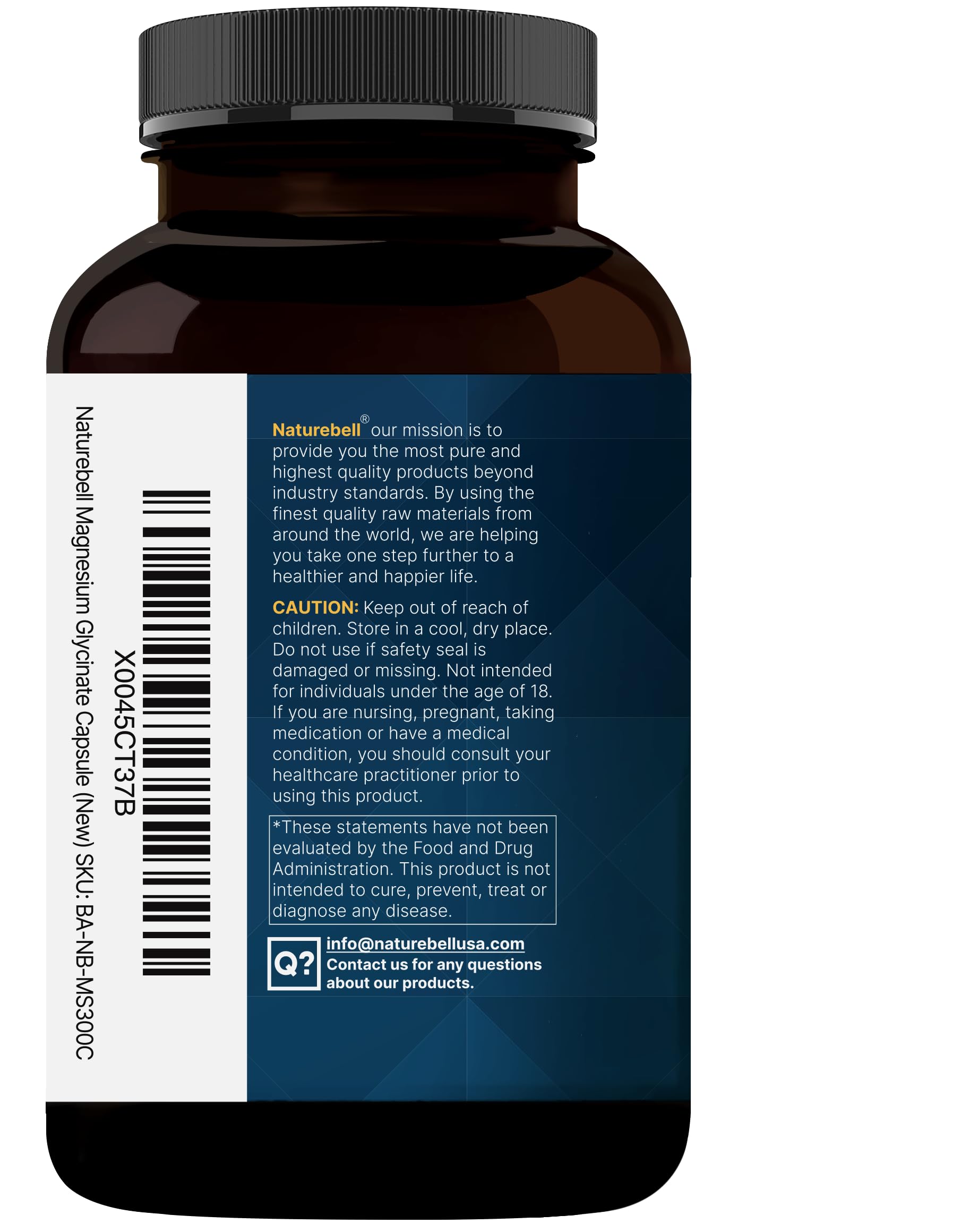 Pure Magnesium Glycinate for Sleep, 200mg with Valerian Root, 300 Capsules | 100% Chelated & Purified Mineral Supplement – Ultra High Absorption – Non-GMO, Gluten Free NatureBell buy supplements canada