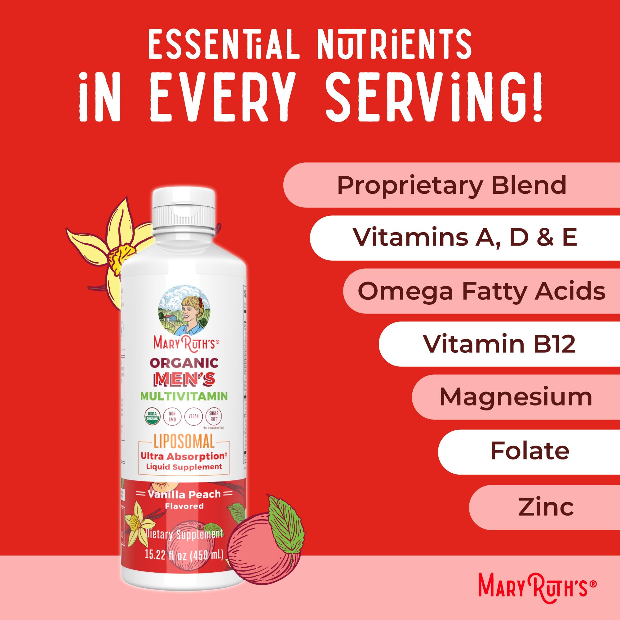 MaryRuth Organics Multivitamin for men | Sugar Free mens Multivitamin | Liquid Vitamins for men | Immune Support Supplement | Cognitive Health & Overall Wellness | Vegan | Non-GMO | 15.22 Fl Oz MARYRUTH'S buy supplements canada