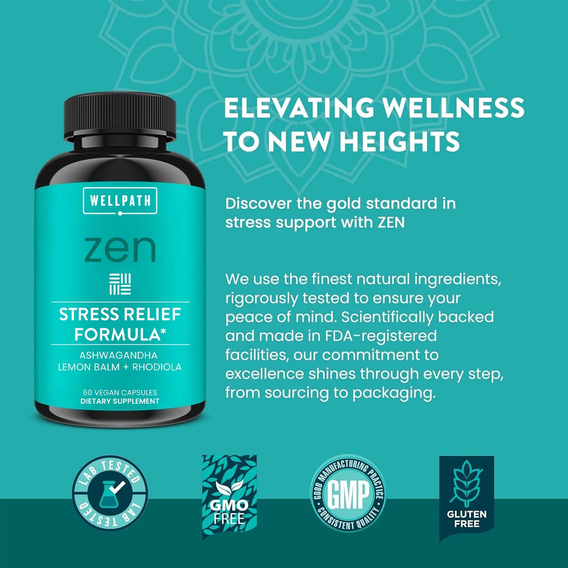 WellPath Zen Stress Relief Supplement + Mood Support | Calm, Stress & Energy Support | Ashwagandha Root, Rhodiola Rosea, L-Theanine, Lemon Balm | Herbal Capsules, 60 Ct WellPath buy supplements canada