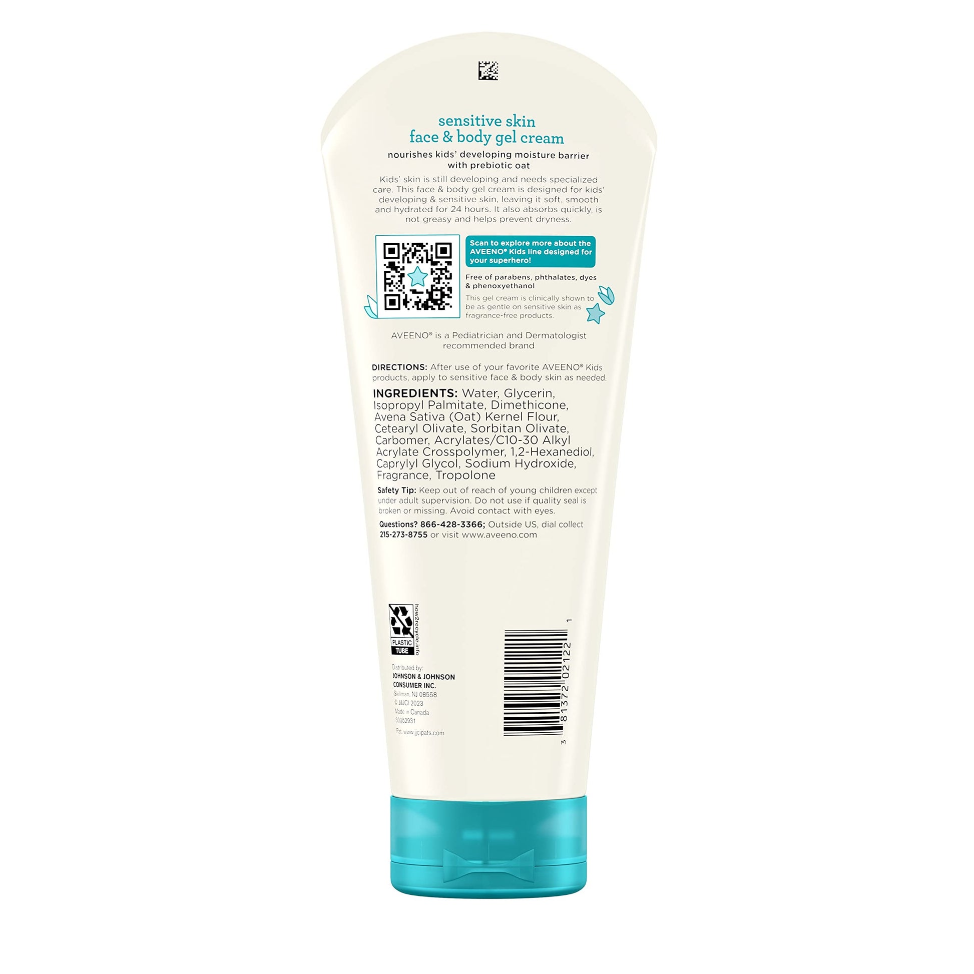 Aveeno Sensitive Skin Face & Body Gel Cream for Kids with Prebiotic Oat, Clinically Proven 24 Hour Hydration for Soft Skin Aveeno Baby buy supplements canada