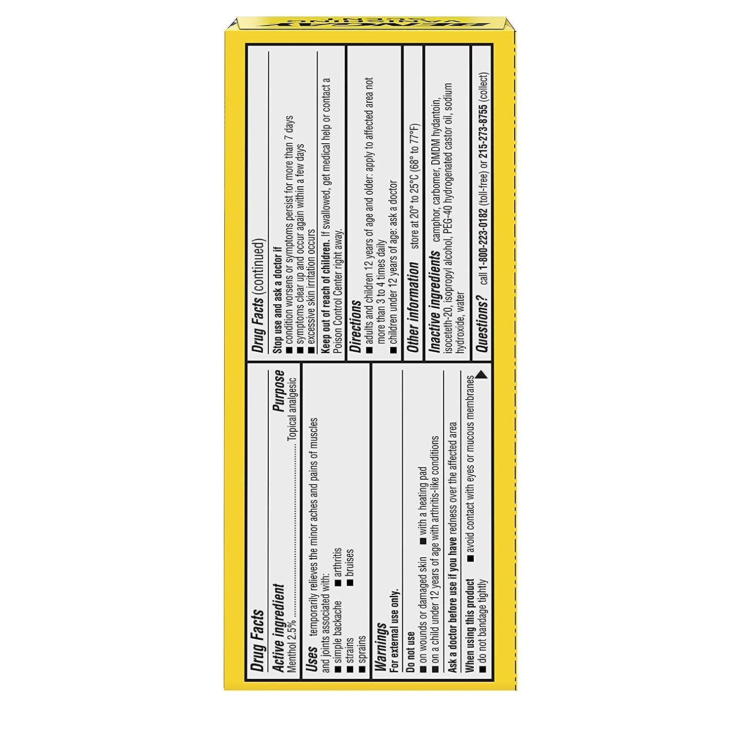 Bengay Menthol 2.5% Topical Analgesic Gel Vanishing Scent 2oz Bengay buy supplements canada