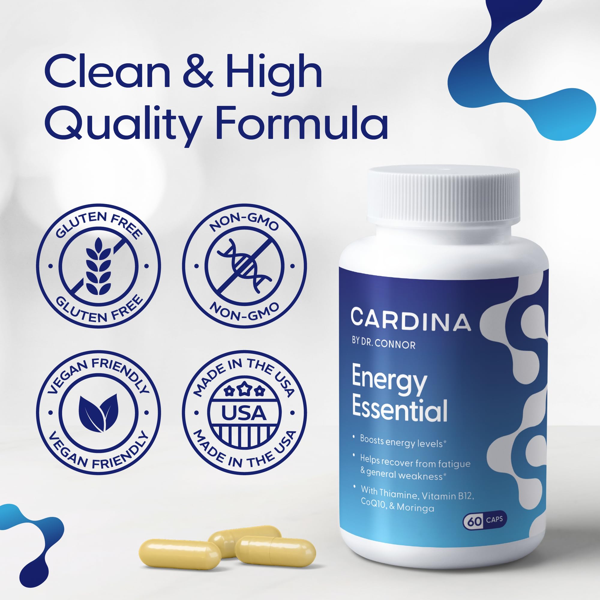 CARDINA B12 Vitamins for Women and Men - Brain Supplements for Memory and Focus with Thiamine B1 Supplement and COQ10 - Brain Memory Support - Non-GMO and Vegan B12 Supplement, 60 Ct CARDINA buy supplements canada