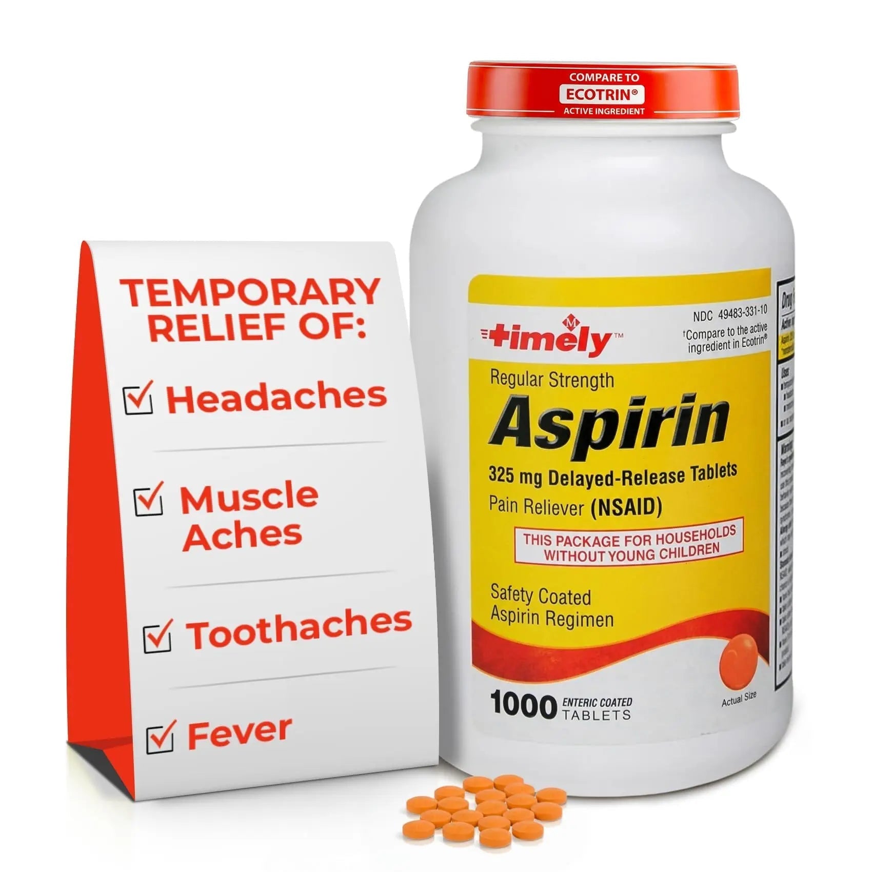 TIME-Cap Labs 1000 Regular Strength Aspirin 325mg – Delayed Release Enteric Coated Tablets for Minor Aches and Pains, NSAID Pain Reliever & Fever Reducer for Adults and Children 12 Years and Older TIME-CAP LABS, INC. buy supplements canada