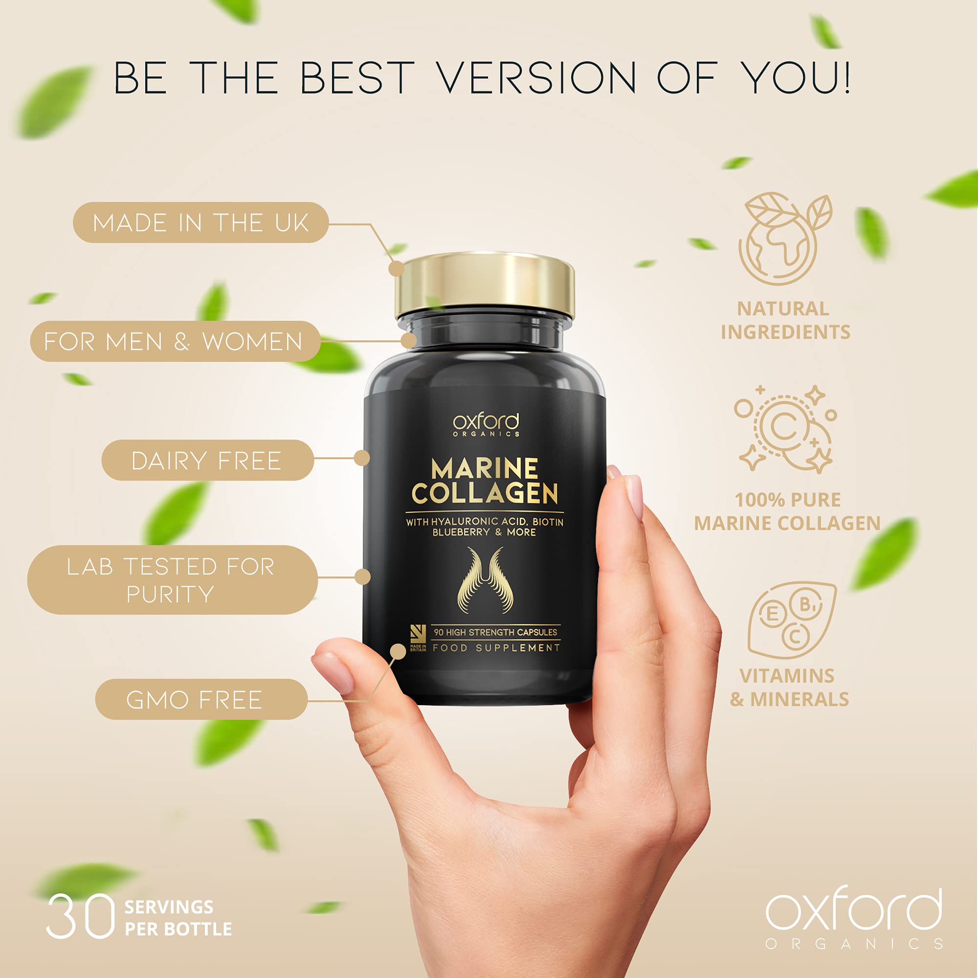 Advanced Marine Collagen Capsules | 1735mg Superfood & Vitamin Boosted Complex for Glowing Hair, Skin & Nails Oxford Organics buy supplements canada