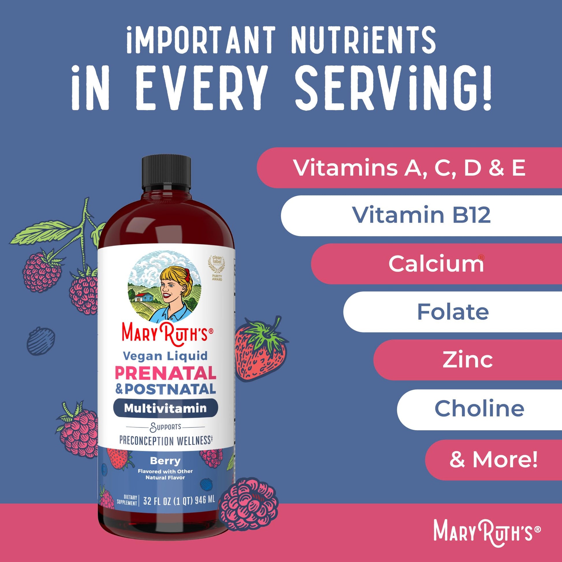 MARYRUTH'S Postnatal & Prenatal Vitamins for Women | Sugar Free | Selenium | Folate | Vegan | Non-GMO | Gluten Free | 32oz MARYRUTH'S buy supplements canada