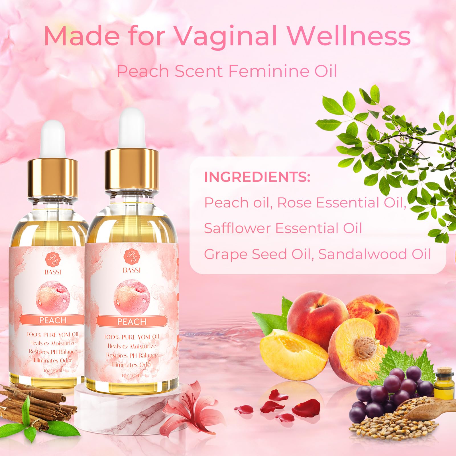 2 Pack Yoni Essential Oil Organic Feminine Oil Eliminates Odor Vaginal Moisturizer for Wetness BASSI buy supplements canada