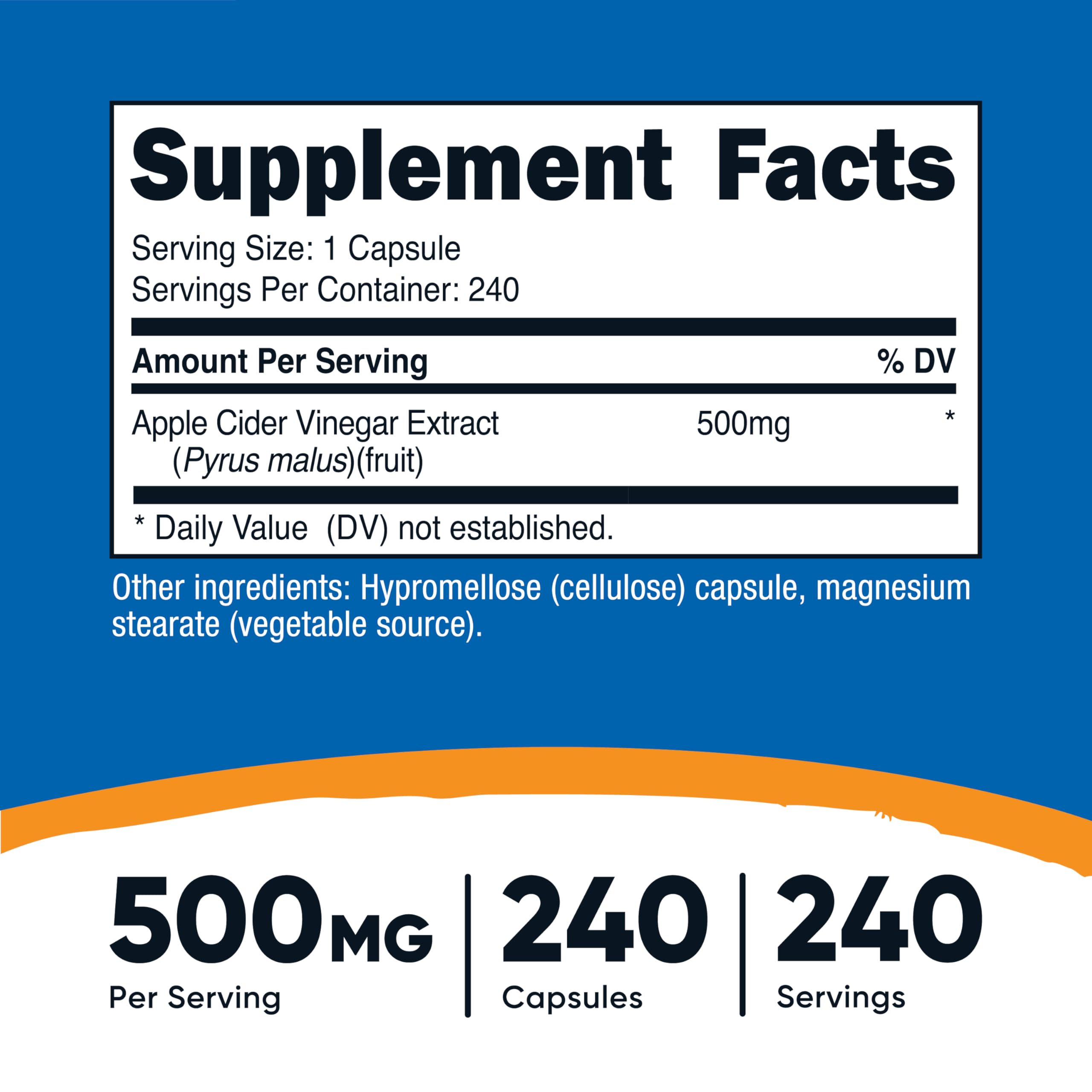 Nutricost Apple Cider Vinegar Capsules 500mg, 240 Vegetarian Capsules - Natural, Vegetarian, GMP, Non-GMO and Gluten Free Nutricost buy supplements canada