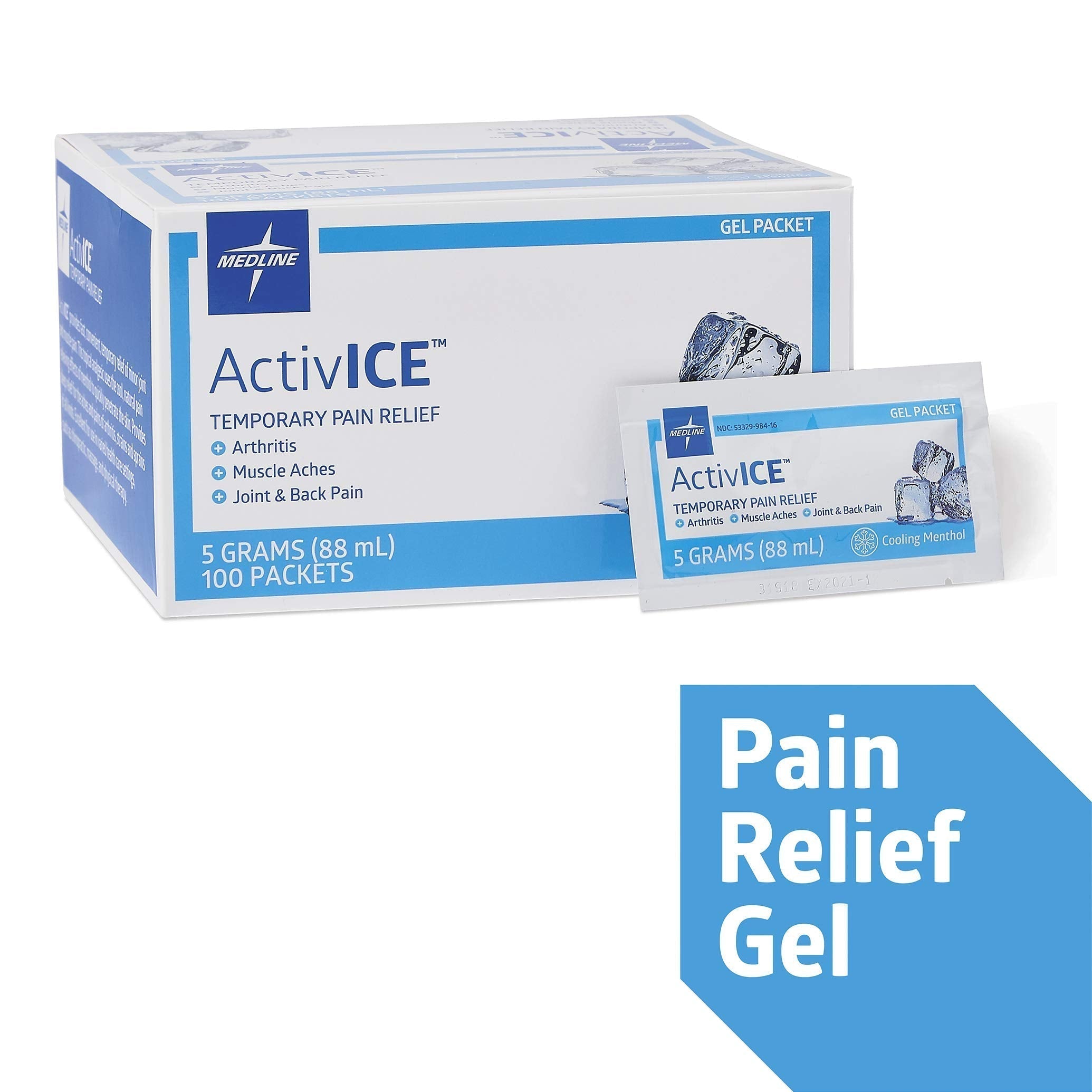 Medline ActivICE Topical Pain Reliever Gel, Great for Arthritis, Muscle Aches and Back Injuries, 5 grams - 100 Packs Medline buy supplements canada