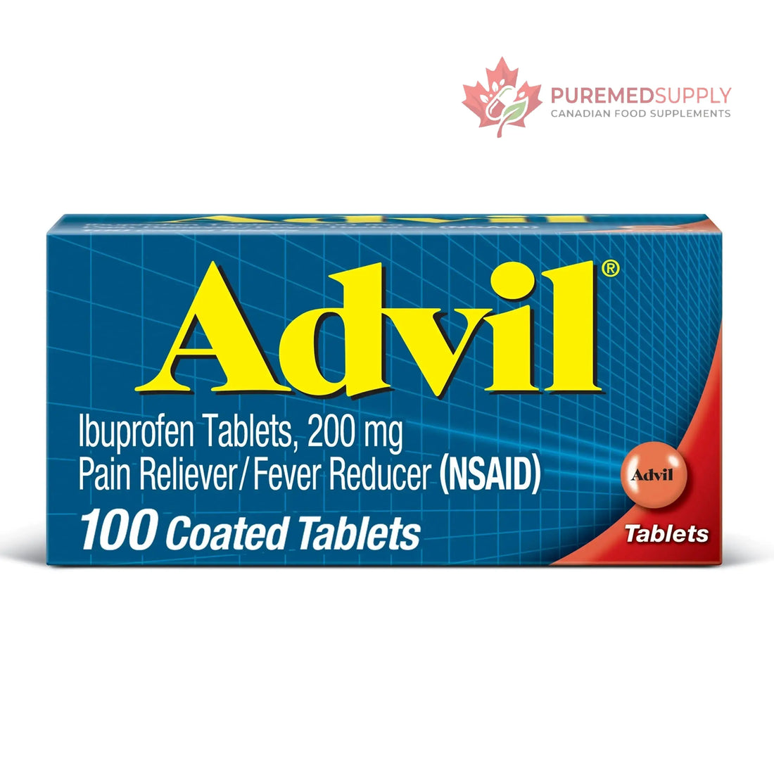 Advil Pain Reliever and Fever Reducer, Pain Relief Medicine with Ibuprofen 200mg for Headache, Backache, Menstrual Pain and Joint Pain Relief - 100 Coated Tablets Advil buy supplements canada
