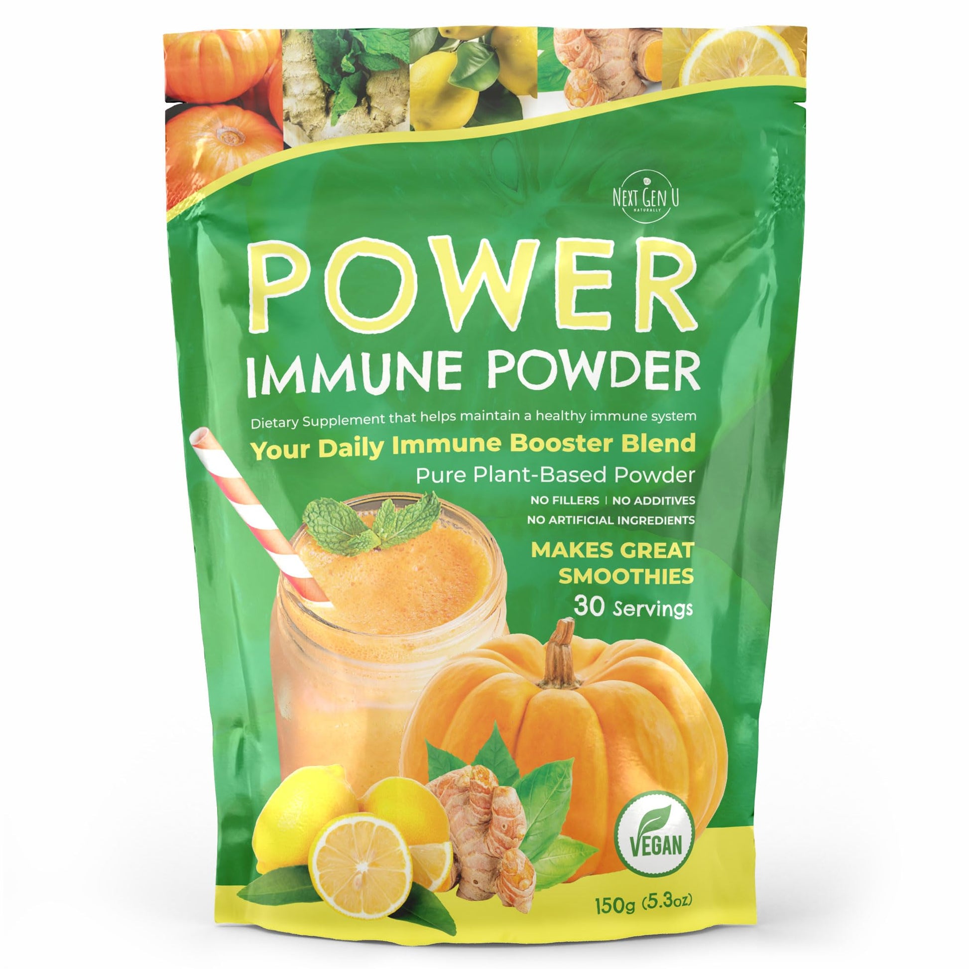 Immune Support - Supplement Powder 150g - Superfood Booster for Adults - Natural Immunity Defense - Daily Drink Mix for Women & Men - Plant Based, Vegan & Gluten Free Smoothie Boost by NextGenU NGU Next Gen U buy supplements canada