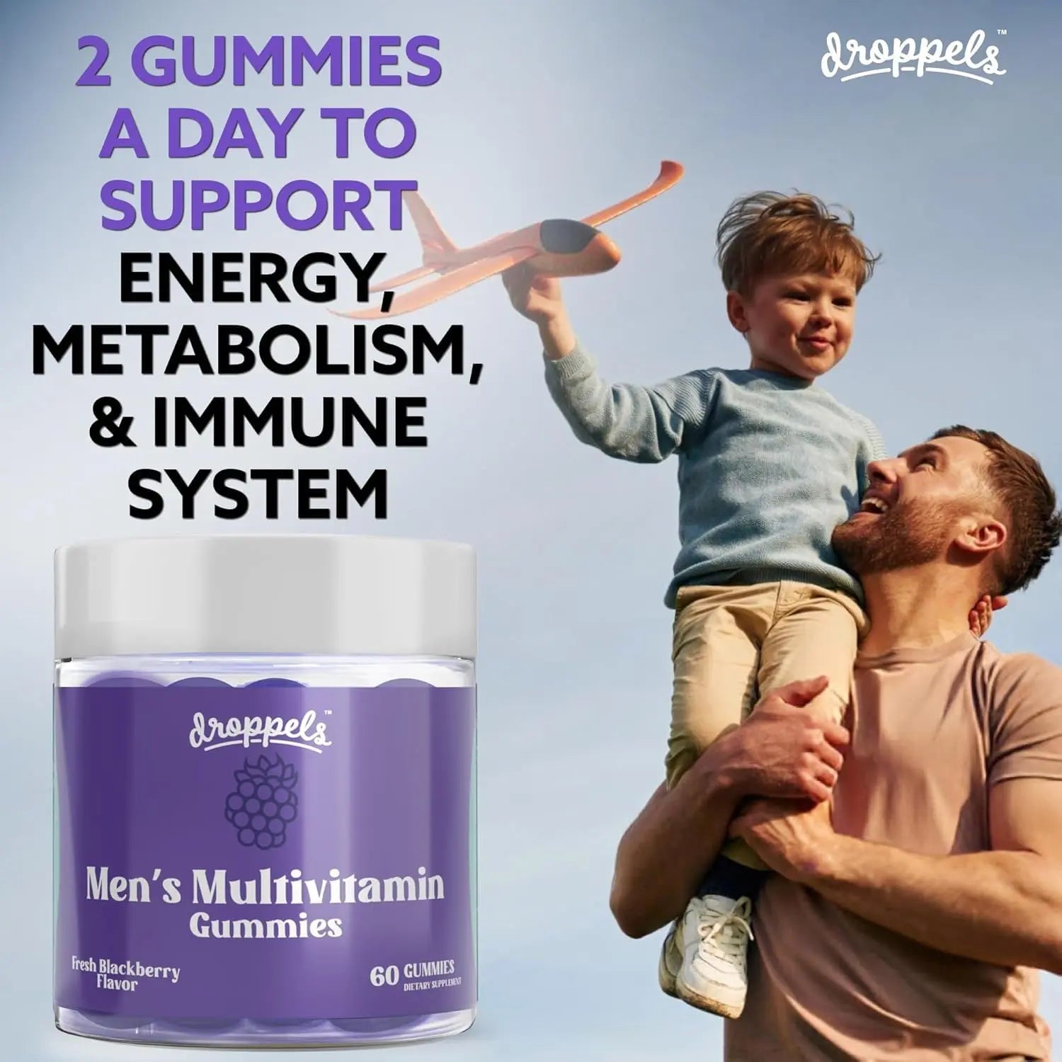 Droppels His & Hers Bundle: Men's & Women's Multivitamin Gummies | Vegan, Non-GMO, Pectin-Based | BlackBerry & Peach Tea Flavors Droppels buy supplements canada