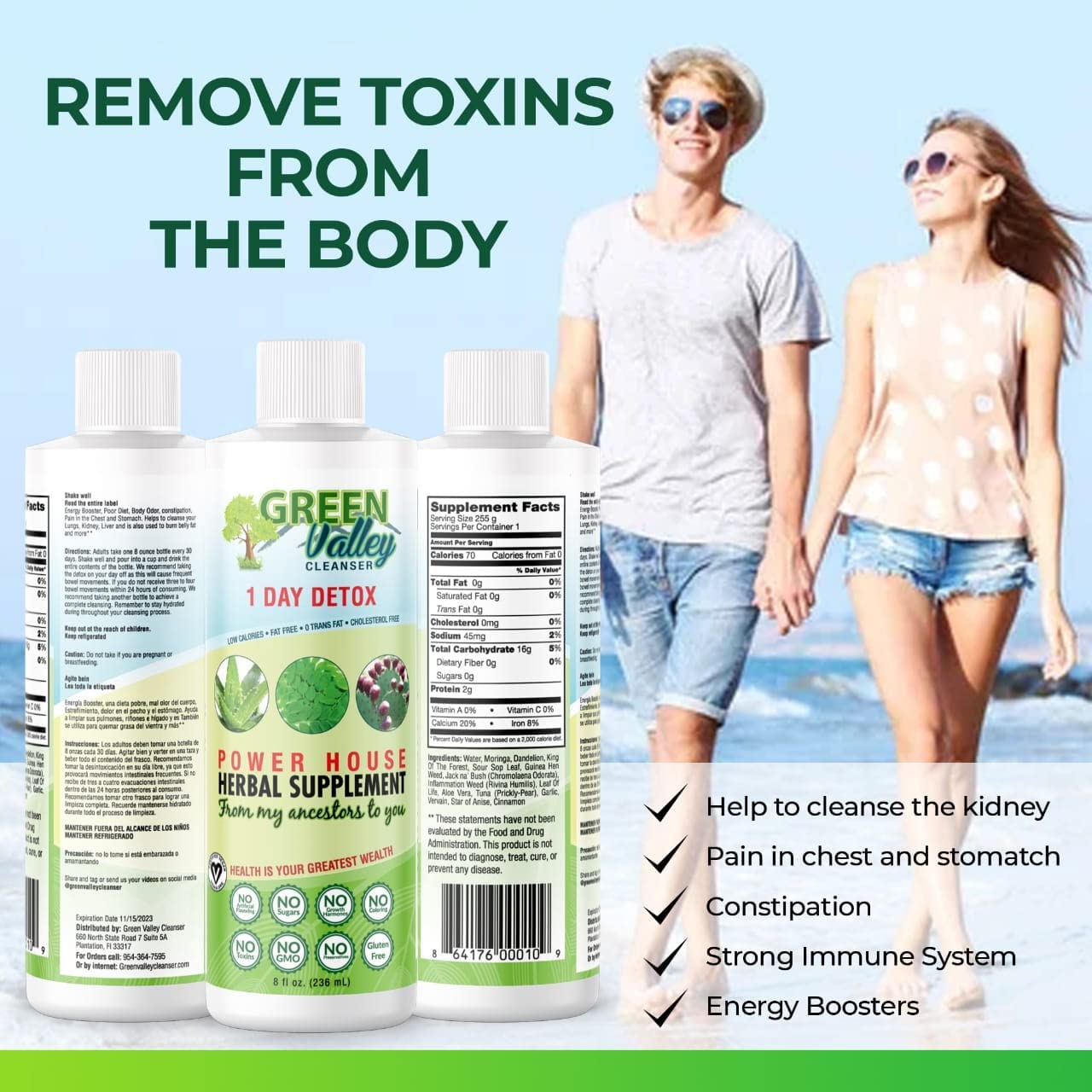 1 Day Colon Liquid Cleanse Formula and Liver Detox - Vegan Friendly, Helps Healthy Digestion Green Valley Cleanser buy supplements canada
