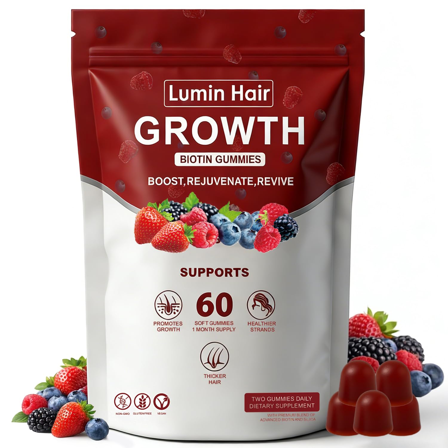Lumin Hair Growth Gummies for Black Women, 60 Vegan Gummies, Daily Hair Nourishment with Biotin, Collagen & Botanical Extracts, Supports Healthy Hair Growth & Strength Lumin Hair buy supplements canada