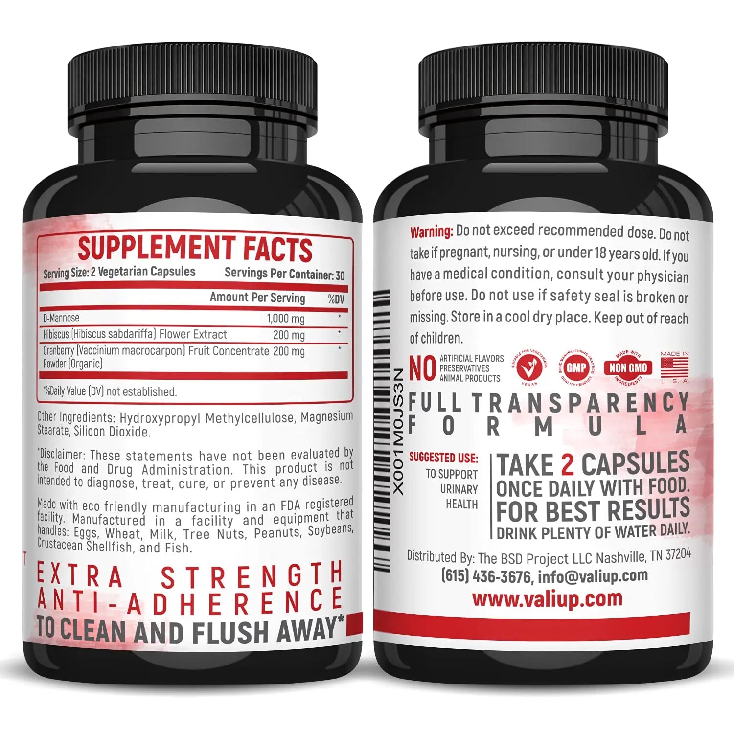 VALI D-Mannose 1000mg Urinary Tract Health Formula. Organic Cranberry Fruit Powder & Hibiscus. Healthy Bladder, Natural Cleanse, Fast Detox Flush, Herbal UT Function Support Pills. 60 Veggie Capsules VALI buy supplements canada