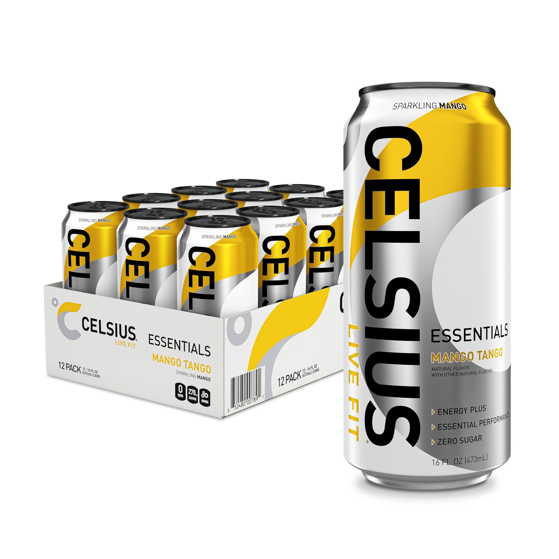 CELSIUS ESSENTIALS, Sparkling Mango Tango, Performance Energy Drink 16 Fl Oz CELSIUS buy supplements canada
