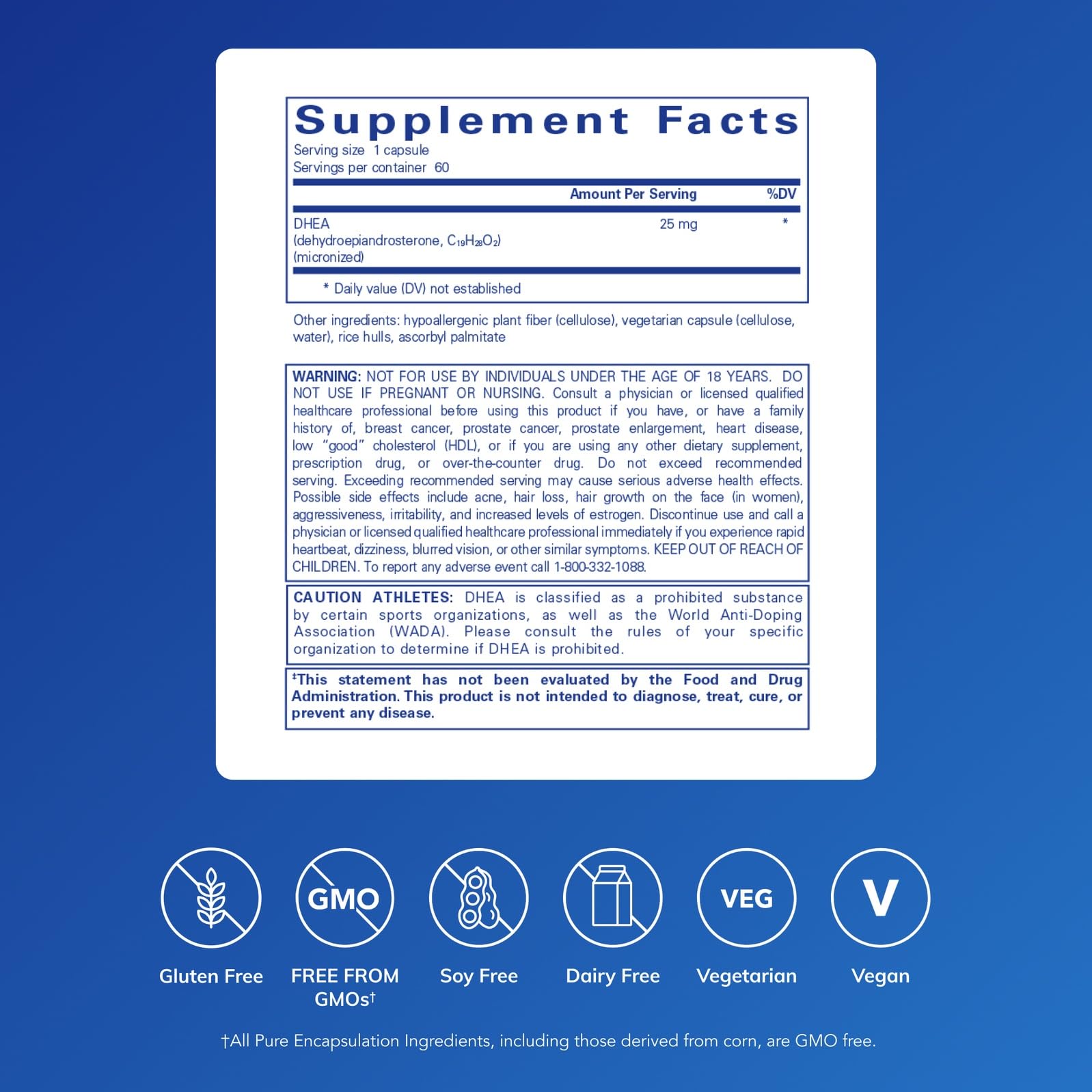 Pure Encapsulations DHEA 25 mg - Supplement for Immune Support, Hormone Balance, Metabolism Support, and Energy Levels* - with Micronized DHEA - 60 Capsules Pure Encapsulations buy supplements canada