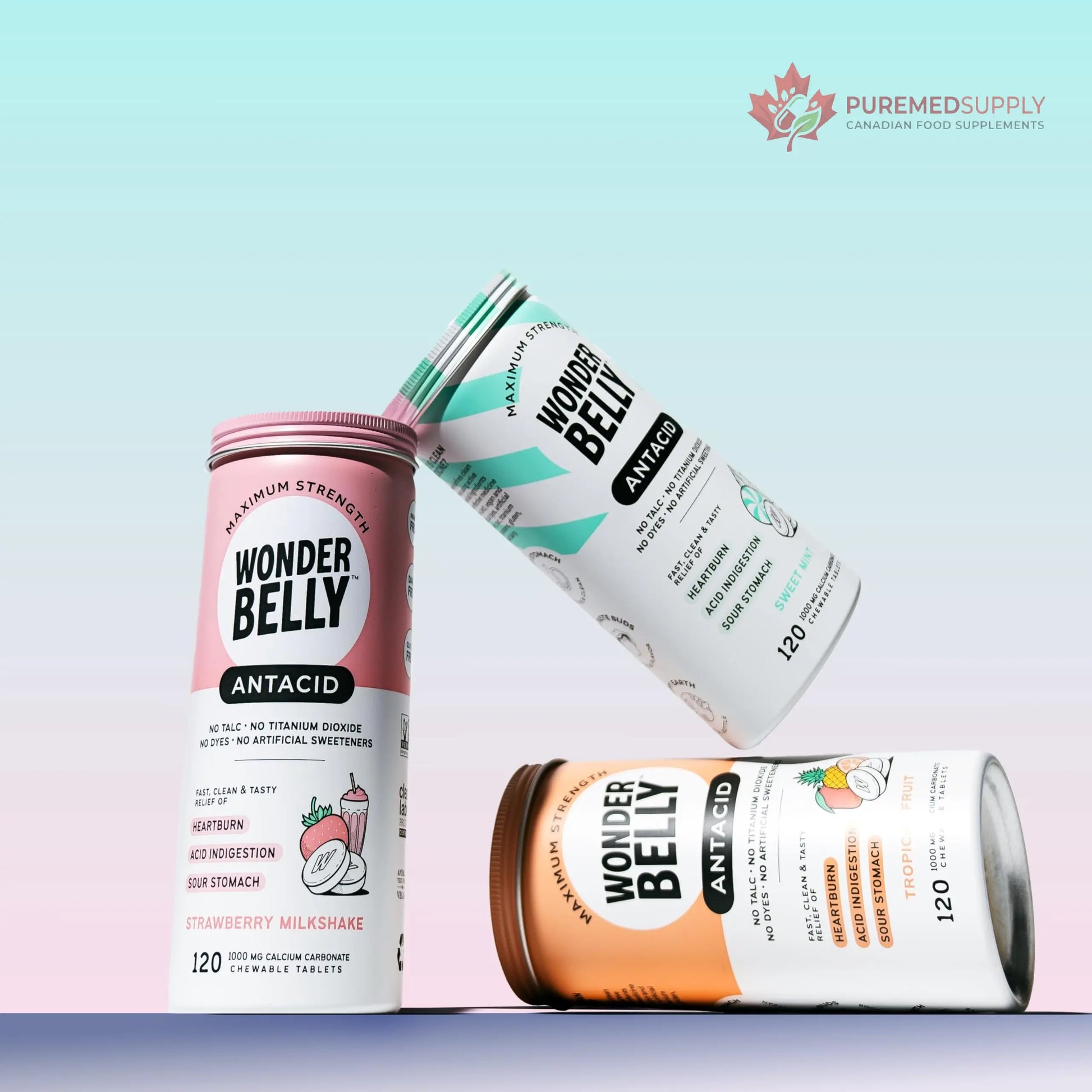 Wonderbelly Antacid, Effective Heartburn and Instant Acid Indigestion Relief, Extra Strength Chewable Tablets, 1000 mg Calcium Carbonate, No Talc or Dye, Strawberry Milkshake, 120 Count Wonderbelly buy supplements canada