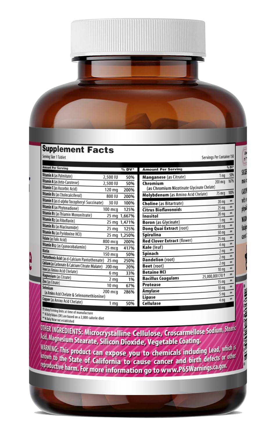 Amazing Formulas Women's One Multivitamin | Food Based | 150 Tablets, 5 Month Supply | Complete Blend of 40 Vitamins, Minerals & Probiotics Supplements | Non-GMO | Gluten-Free | Made in USA Amazing Nutrition buy supplements canada