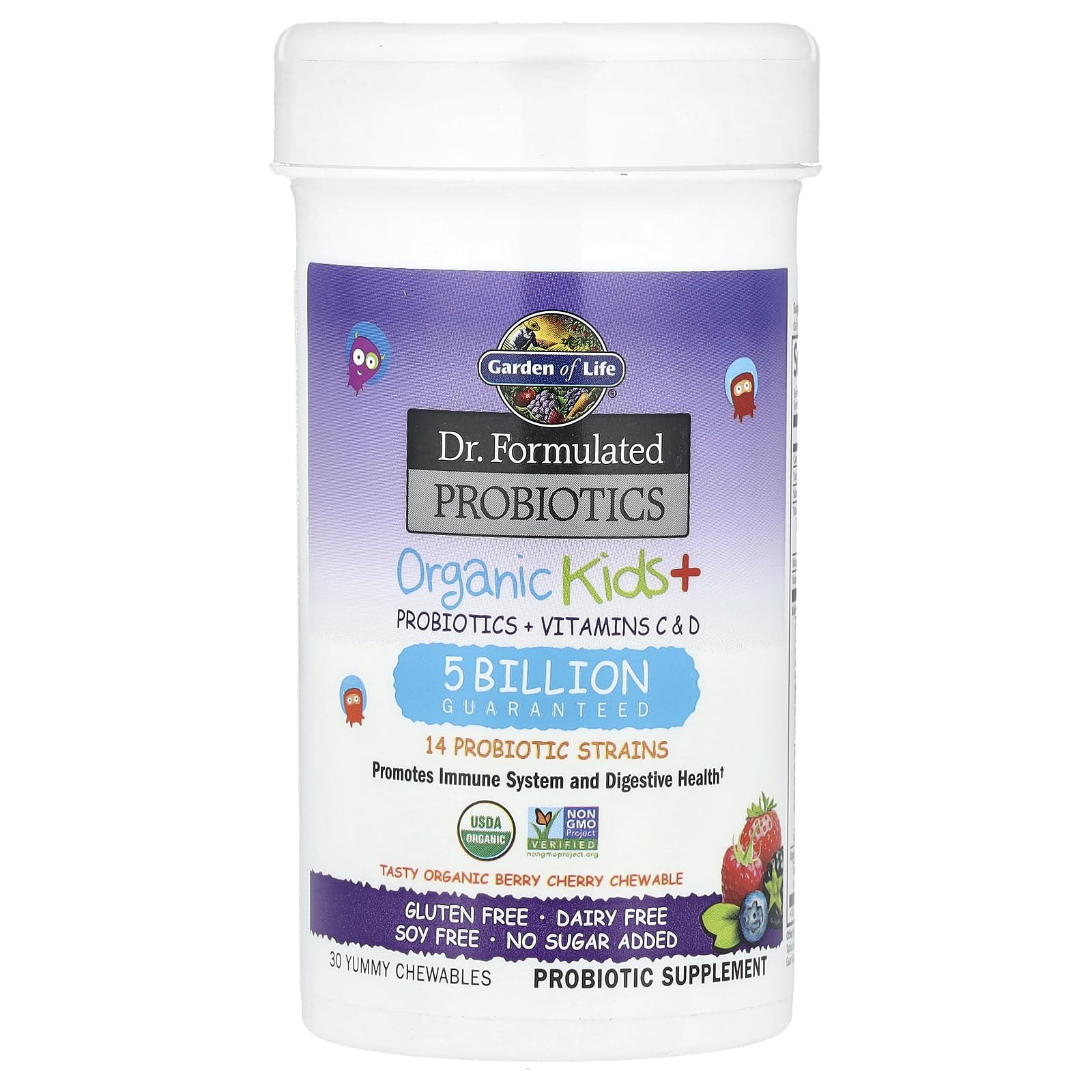Garden of Life Dr. Formulated Probiotics Organic Kids+ plus Vitamin C & D - Berry Cherry - Gluten, Dairy & Soy Free Immune & Digestive Health Supplement Garden of Life buy supplements canada