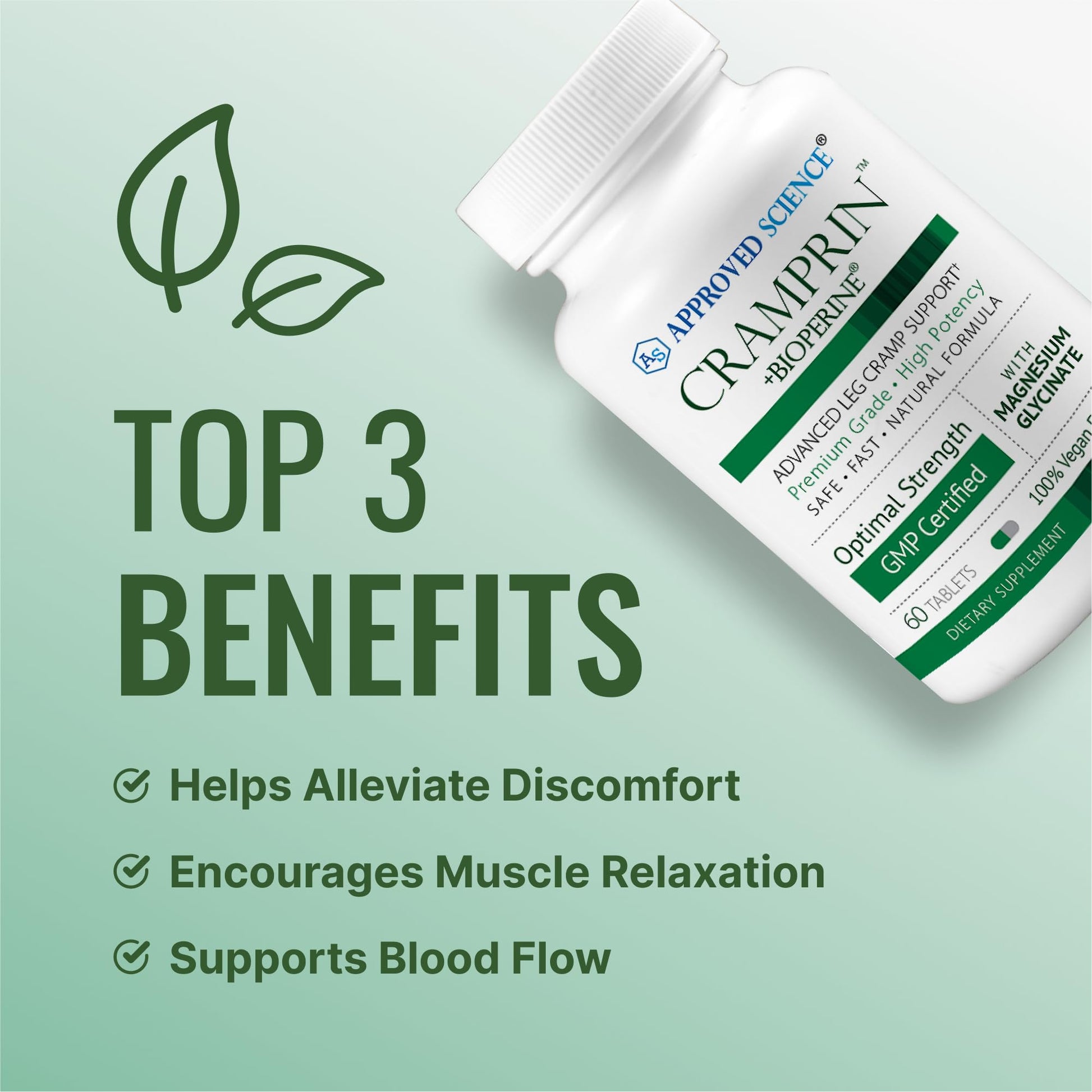Approved Science Cramprin - High Absorption Magnesium, Vitamin B Complex, BioPerine - Muscle Cramps - 6 Month Supply - 2 Bottles - Vegan Approved Science buy supplements canada