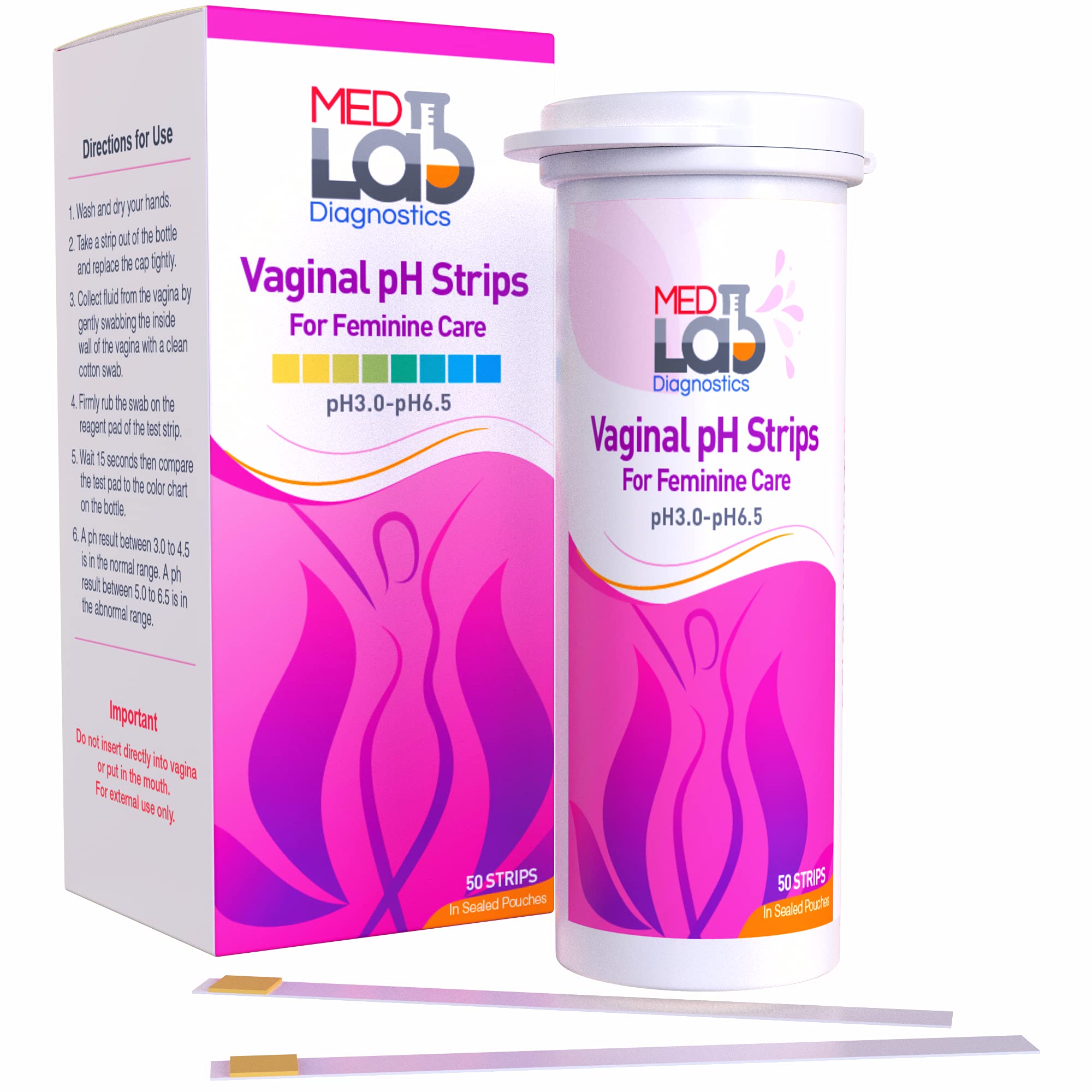Vaginal ph Test Strips for Women(50 cnt). BV Bacterial Vaginosis and Yeast Infection Test Strips Med Lab Diagnostics buy supplements canada