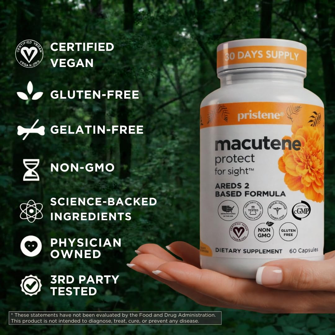 Macutene Protect Eye Vitamins for Macular Support Areds 2 with Lutein and Zeaxanthin Supplements (25mg/5mg) – Doctor Formulated Bilberry Supplement for Eyes, Lab Tested, Vegan (60 Capsules) Pristene buy supplements canada