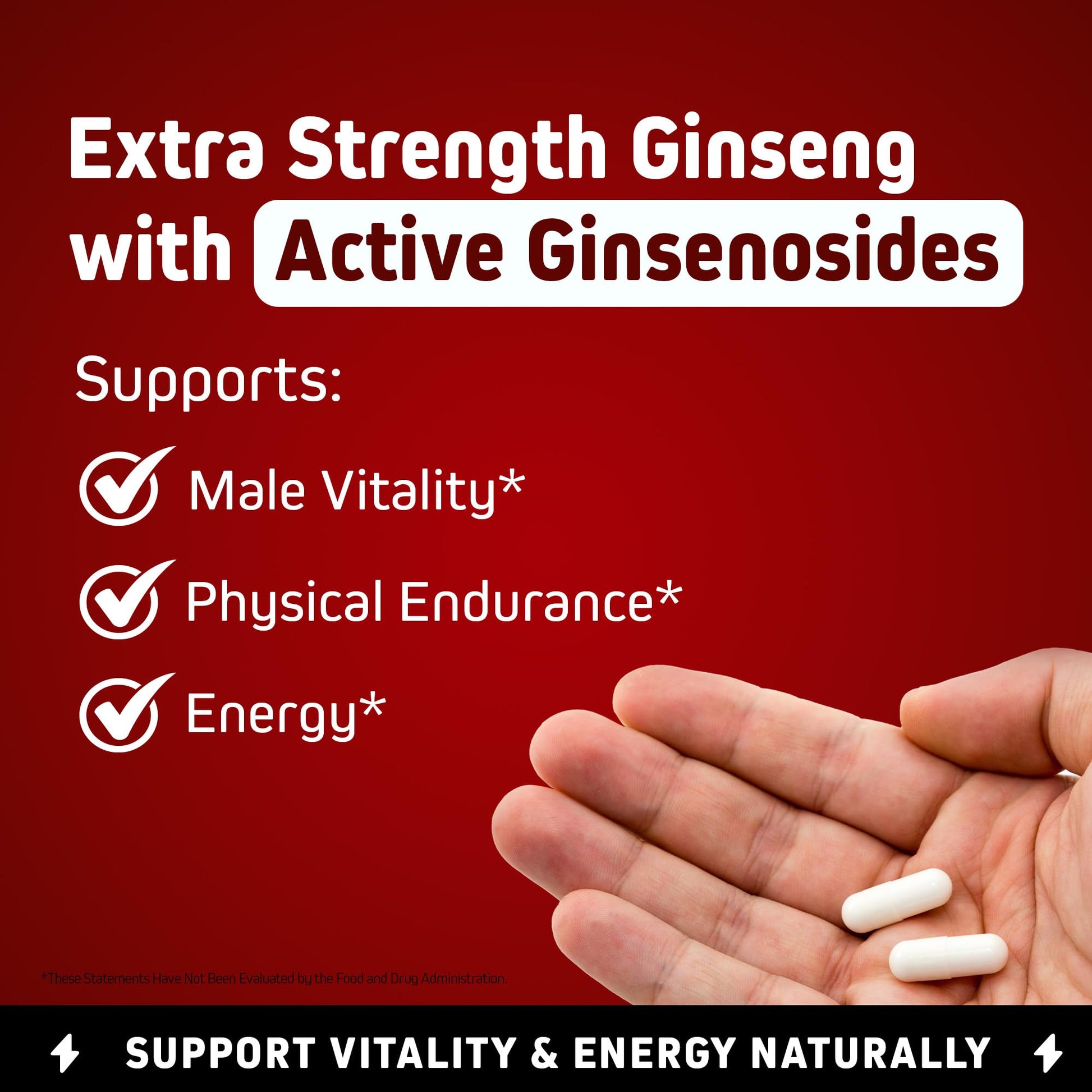 Herbtonics Korean Red Panax Ginseng 1500mg - Energy Supplement for Peak Performance, Focus & Vitality - High Potency Ginseng Root Extract - 240 Vegan Capsules Herbtonics buy supplements canada