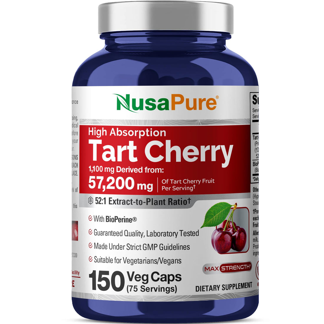 NusaPure Tart Cherry 57,200mg per Caps, 150 Count, Vegan, Non-GMO, Gluten Free NusaPure buy supplements canada
