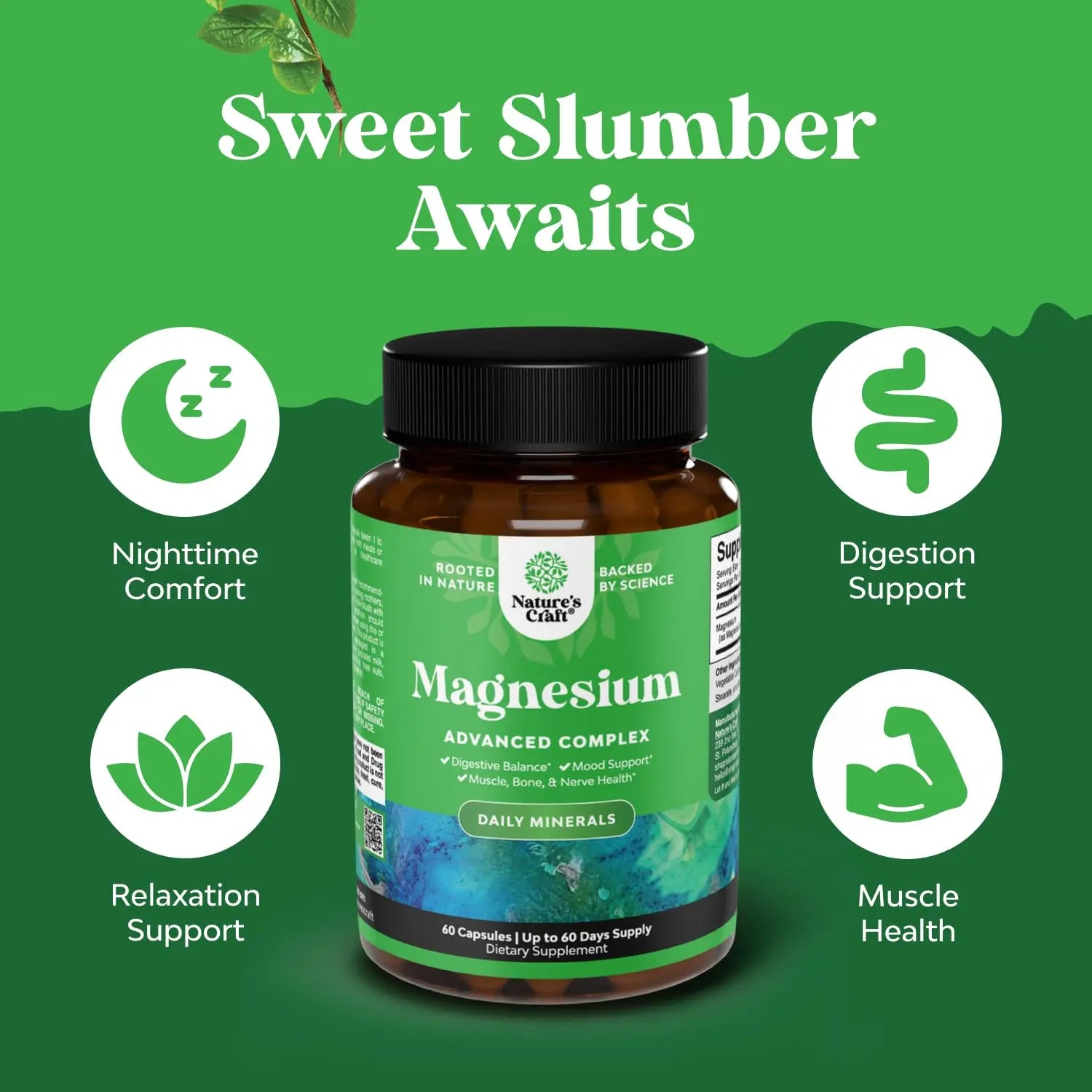 High Absorption Magnesium Complex Supplement - Magnesium Oxide 500mg with Citrate 500mg for Sleep and Mood Support - Pure Citrate per Serving for Muscle Stomach and Digestion - 60 Count Natures Craft buy supplements canada