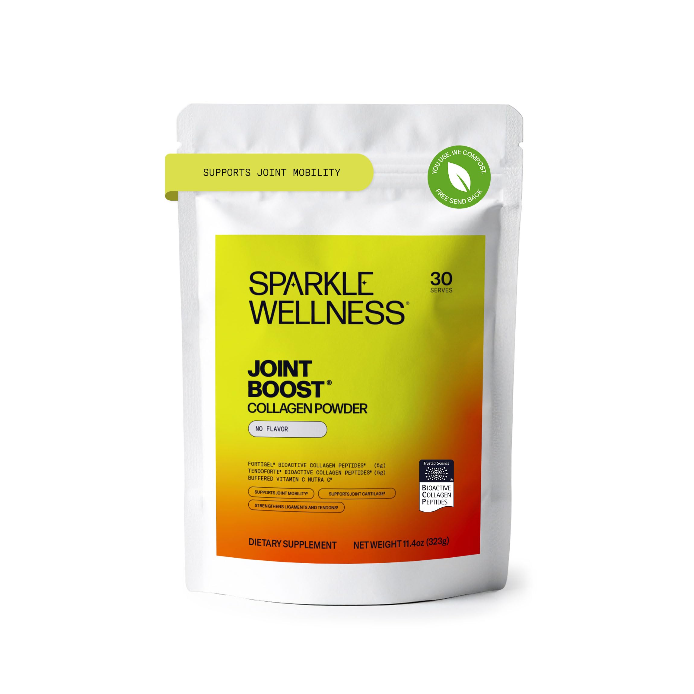 Sparkle Wellness FORTIGEL & TENDOFORTE Collagen Peptides | Collagen Powder with Calcium Ascorbate Vitamin C to Support Joint Mobility, Tendon & Ligament Health | Joint Boost (No Flavor) [30-Serves] Sparkle Wellness buy supplements canada