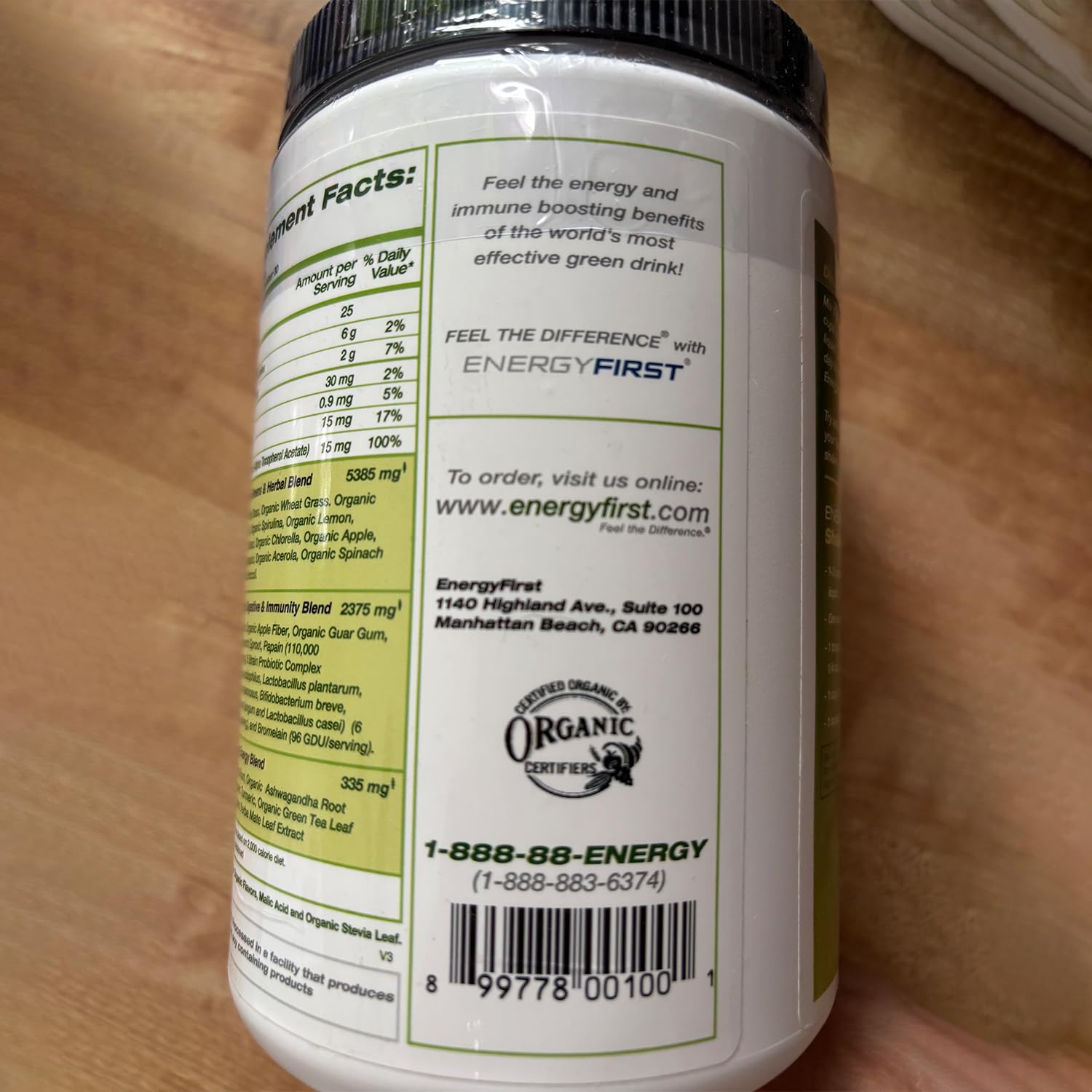 EnergyFirst Energize and Detoxify Greenergy Organic Superfood Powder - Vegan, Gluten-Free, Sugar-Free, Non-GMO - 30 Servings for Daily Energy & Immunity Boost! EnergyFirst buy supplements canada