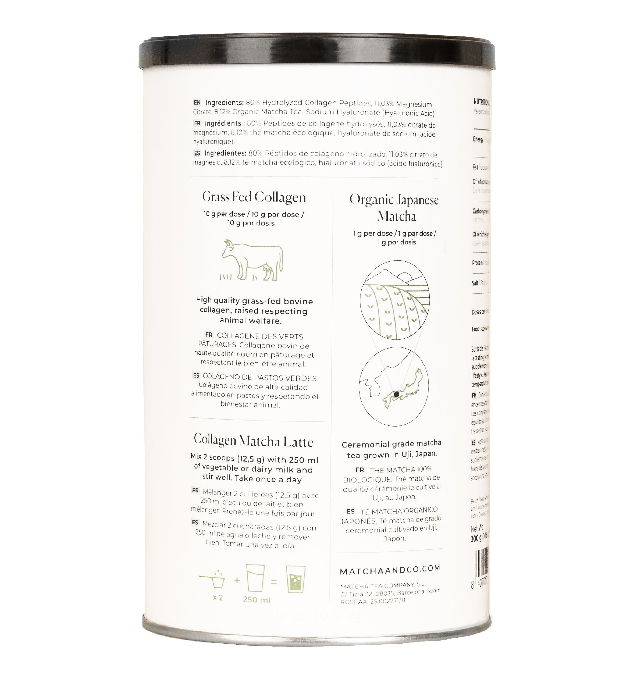 Collagen with Magnesium, Matcha Tea and Hyaluronic Acid. Joints, skin and nails Matcha & CO buy supplements canada