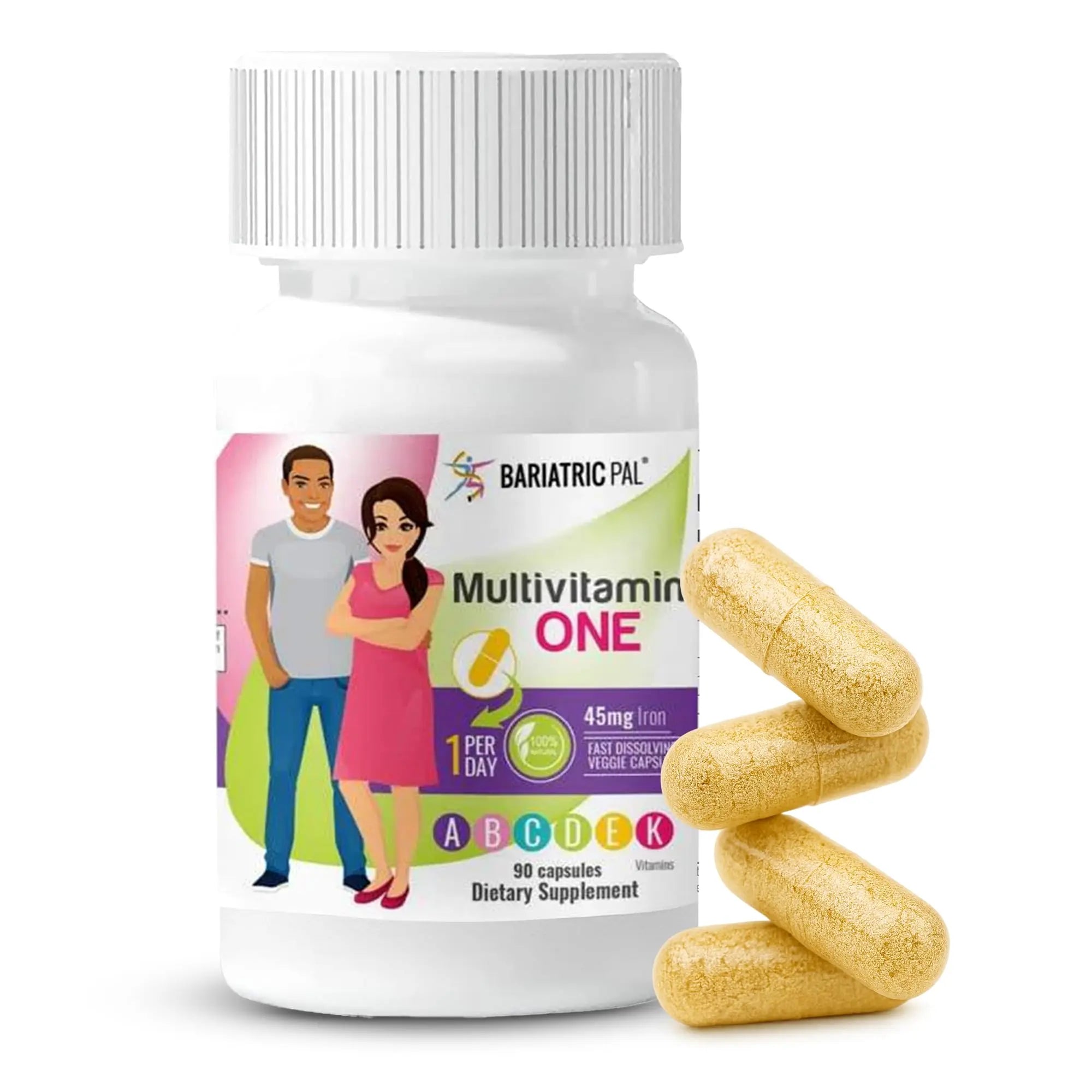 BariatricPal Multivitamin ONE 1 per Day! Bariatric Multivitamin Capsule with 45 mg of Iron | Easy to Swallow Capsule | BariatricPal buy supplements canada