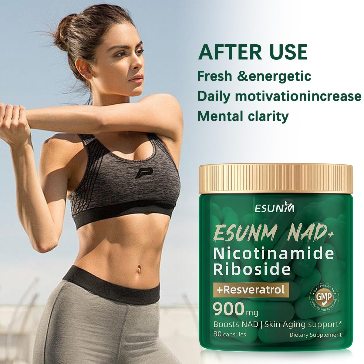 ESUNM Liposomal NAD+ Supplement with Resveratrol, NMN Supplement NAD Resveratrol Support Cellular Health, Stamina & Healthy Aging,Third-Party Tested，80 Capsules ESUNM buy supplements canada