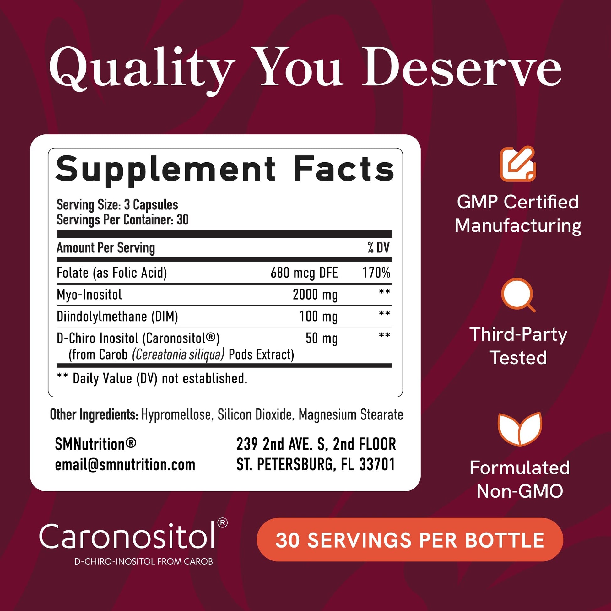 Ovarian Support for Hormone Balance for Women | Healthy Ovulation, Menstrual Cycle & Reproductive Health Support | DIM Supplement with Myo-Inositol & D-Chiro Inositol & Folate Complex | 30 Day Supply SMNutrition buy supplements canada