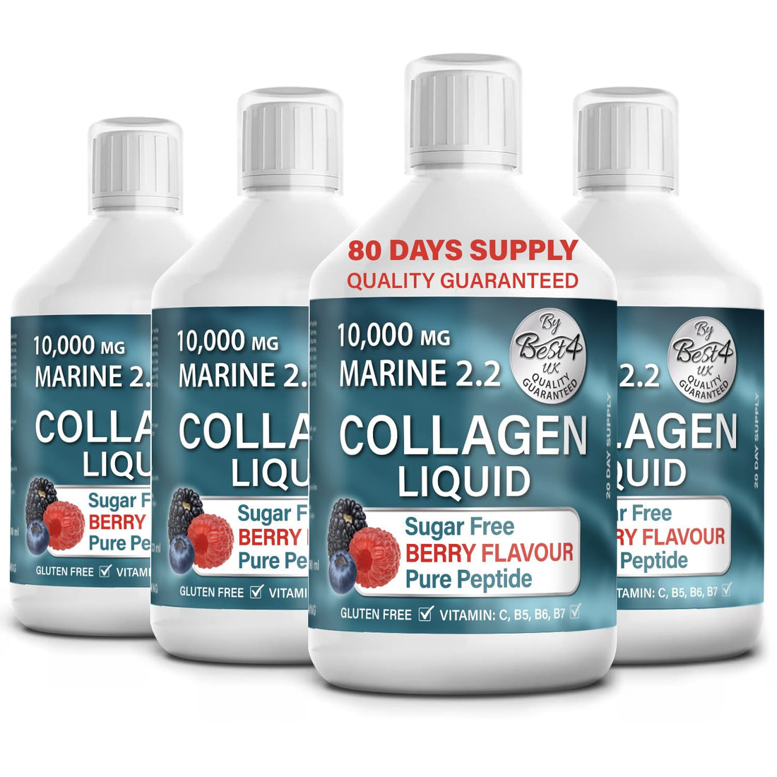 4 Pack Marine Collagen 2.2 Liquid 10000mg Sugar Free Ready to Drink Berry Flavour Best4Group buy supplements canada