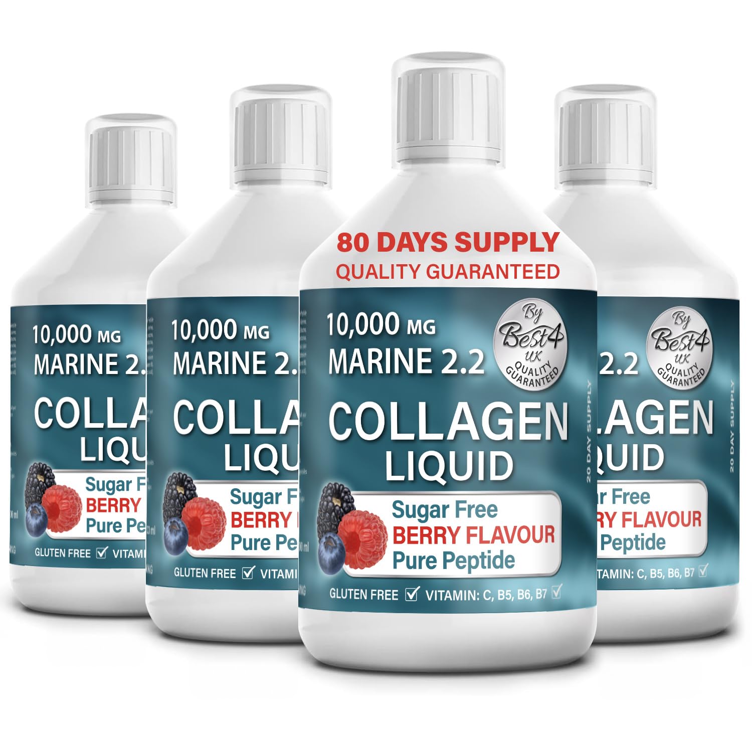 4 Pack Marine Collagen 2.2 Liquid 10000mg Sugar Free Ready to Drink Berry Flavour Best4Group buy supplements canada
