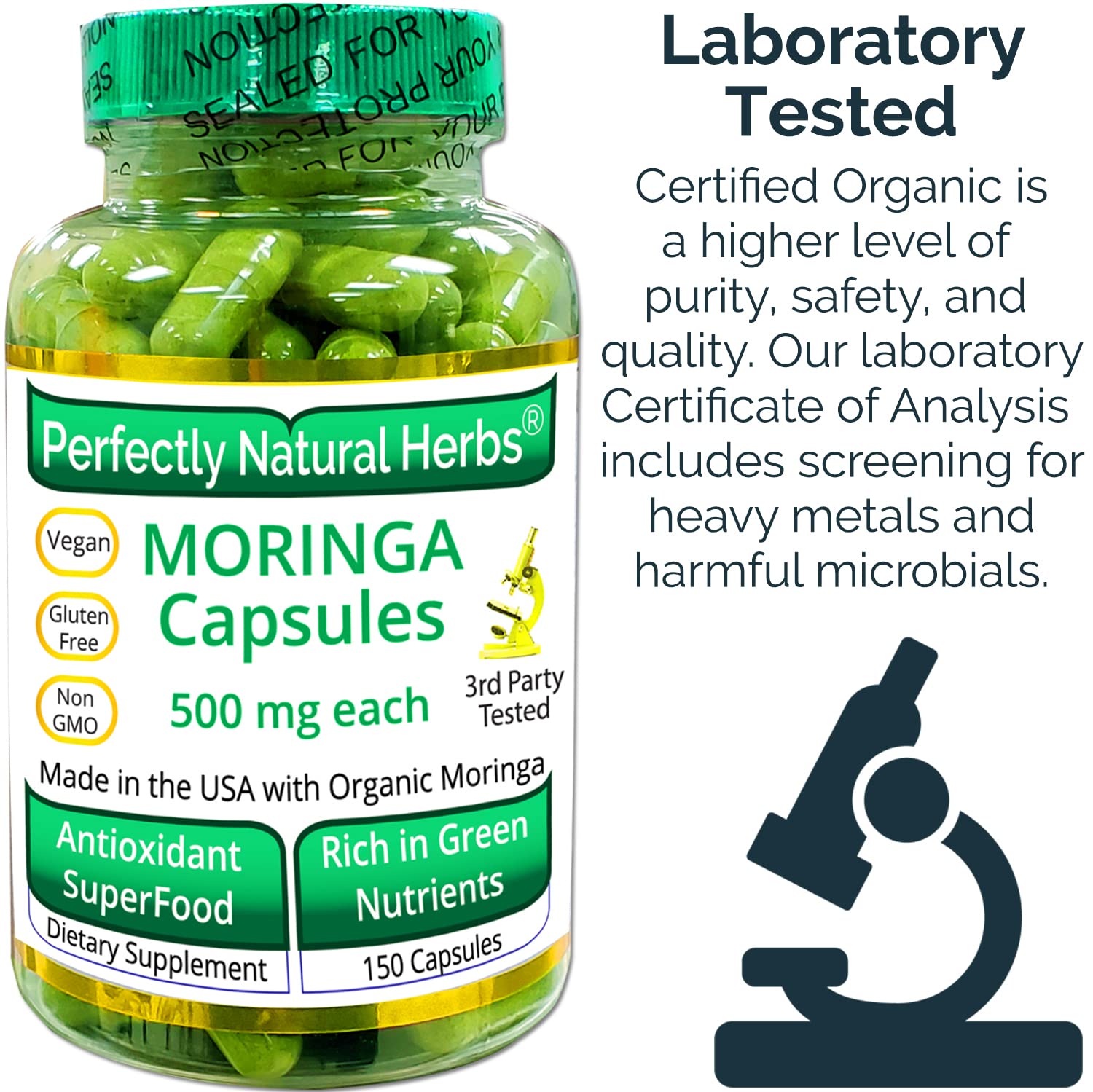 150 Moringa Capsules Made With USDA Certified Organic Moringa Leaf Powder Perfectly Natural Herbs buy supplements canada