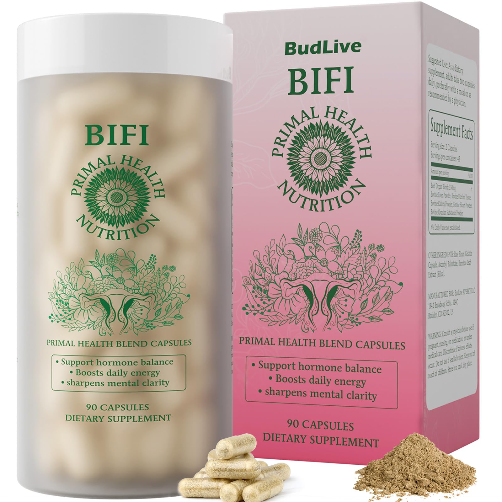 BudLive Beef Organ Supplement for Women – 100% Grass-Fed & Pasture Raised [Ovary, Liver, Spleen, Kidney & Heart] Primal Nutrition for Hormone Support, Energy & Wellness, 90 Capsules BudLive buy supplements canada