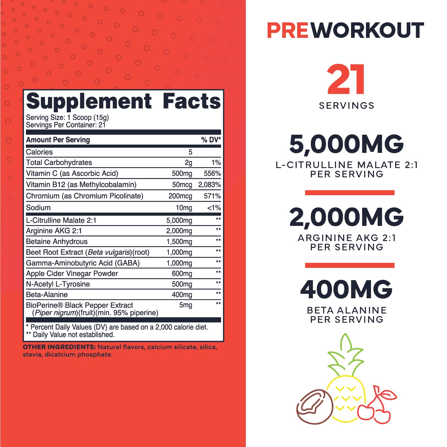Ultra Clean Stim Free Pump Pre Workout + Nitric Oxide Booster (Fruit Punch) Beetroot, 7G Arginine Citrulline Malate, Betaine, Beta A, ACV+ - Sugar/Caffeine Free Natural Non Stim Preworkout Men & Women Type Zero buy supplements canada