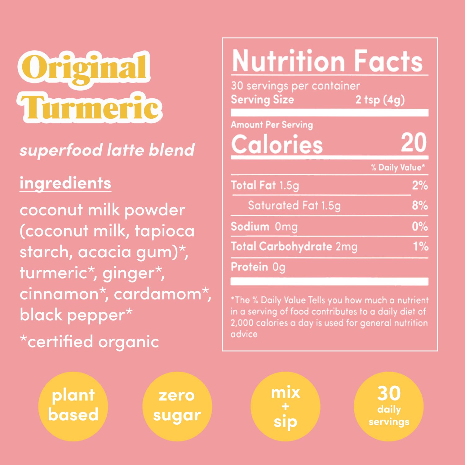 GOLDE - Superfood Latte Blend - Original Turmeric - Plant-Based w/Coconut, & Ginger - Vegan, Keto, Sugar-Free - 30 Servings GOLDE buy supplements canada