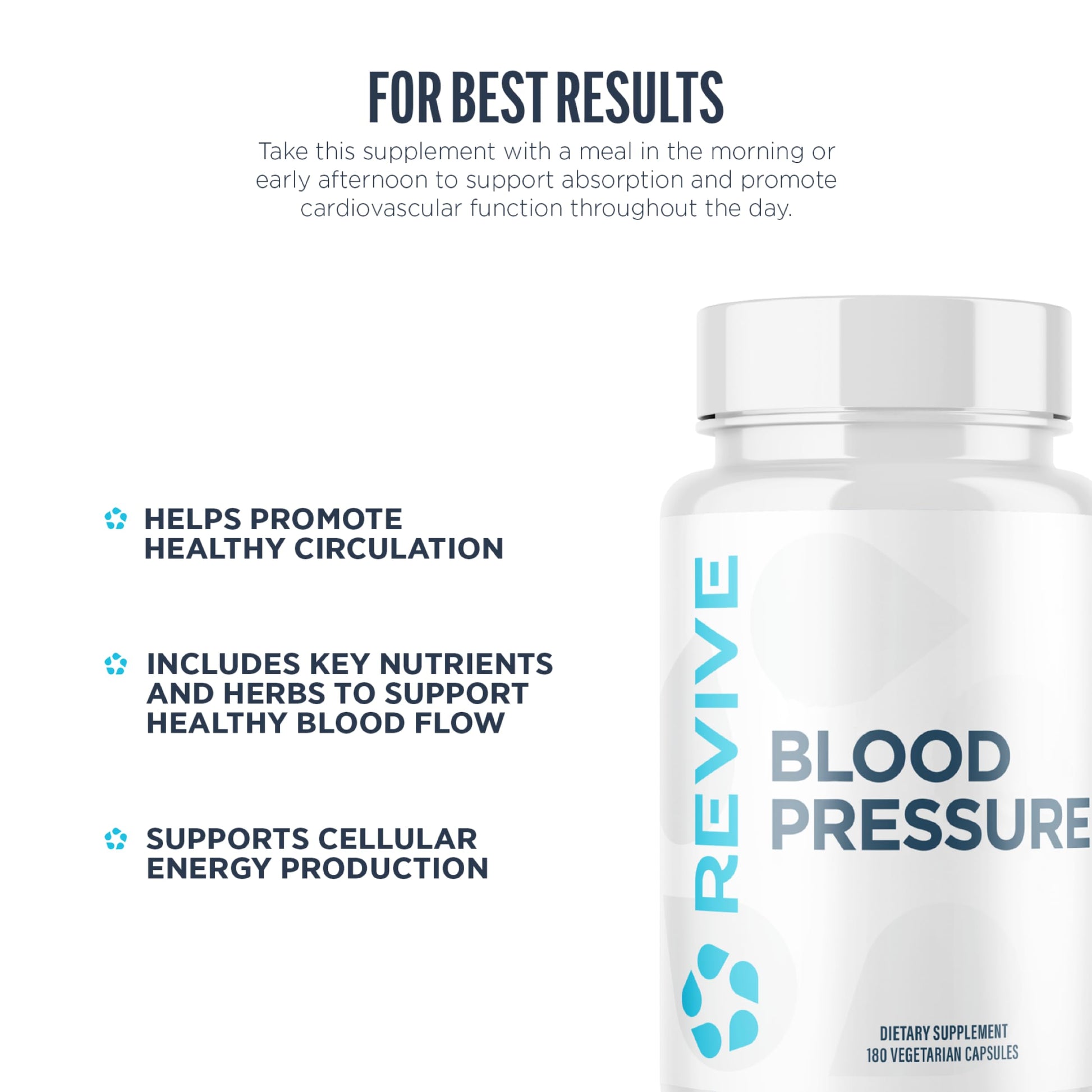 Revive MD Blood Pressure Support Supplement - Supports Heart and Circulatory Health, Energy & Daily Wellness - Magnesium, Potassium, Folic Acid & Garlic Formula (180 Vegetarian Capsules, 60 Servings) Revive buy supplements canada