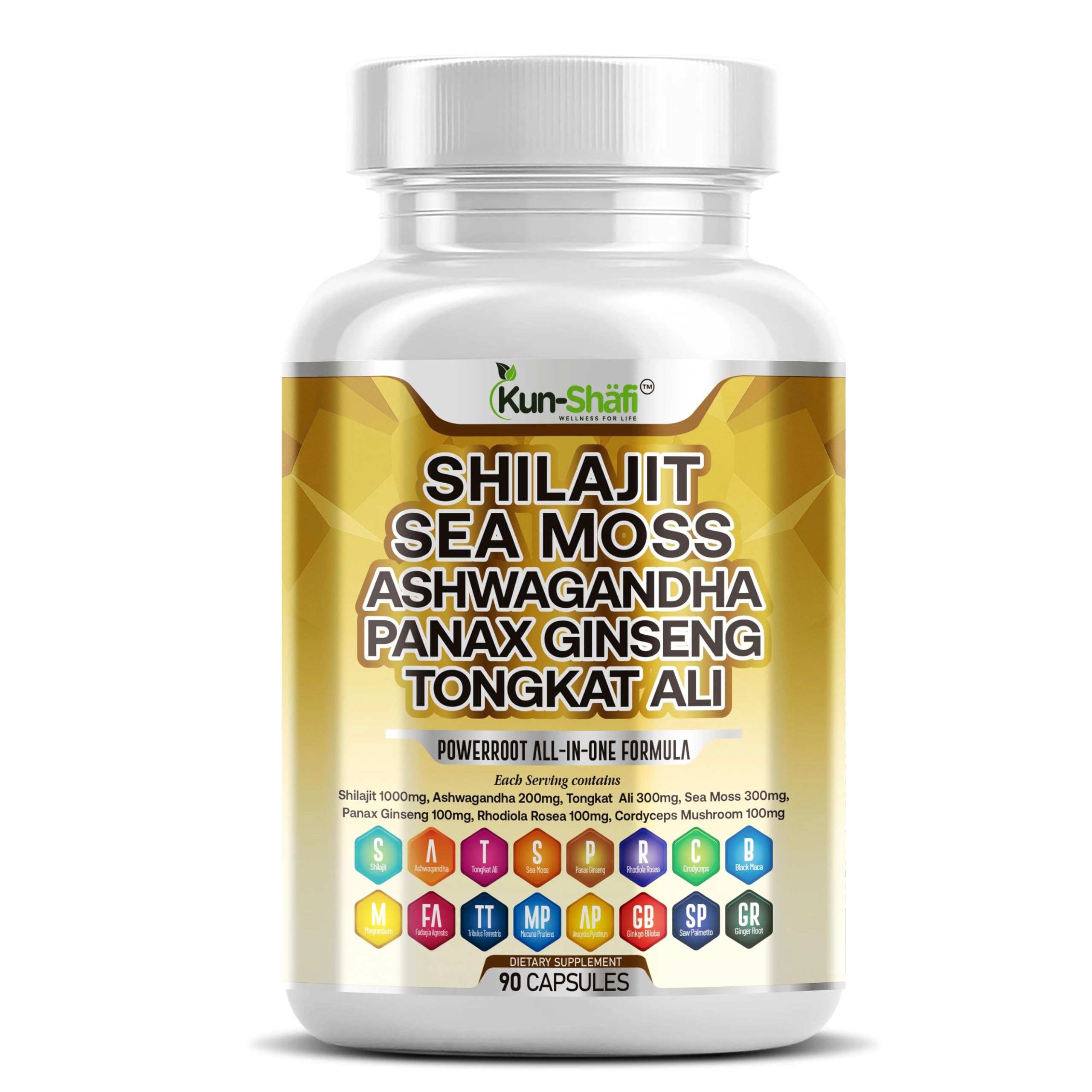 Kun Shafi Shilajit Complex – Sea Moss, Tongkat Ali, Ashwagandha, Ginseng, Zinc, CoQ10, PQQ & Magnesium – Fulvic Acid Capsules for Energy, Vitality & Performance with Panax Cordyceps – 90 Capsules Kun Shafi buy supplements canada