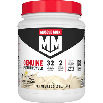 Muscle Milk Genuine Protein Powder, Vanilla Crème, 1.93 Pounds, 12 Servings, 32g Protein, 2g Sugar, Calcium, Vitamins A, C & D, NSF Certified for Sport, Energizing Snack, Packaging May Vary Muscle Milk buy supplements canada