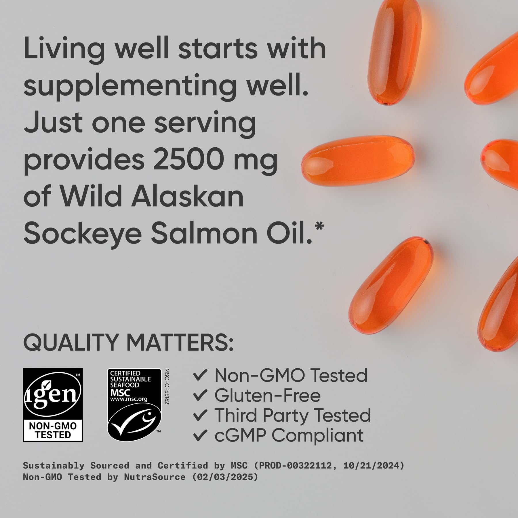 Sports Research® Salmon Oil - Single-Source Wild Alaskan Sockeye | 2500 mg per Serving w/EPA & DHA Fatty Acids | MSC Certified - 180 Count Softgels Sports Research buy supplements canada