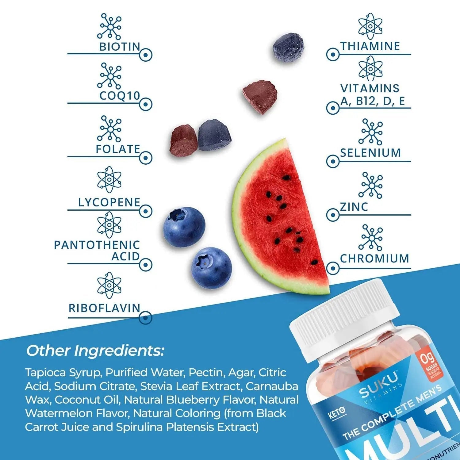 SUKU Men's Daily Multivitamin Gummies – Vitamins A, B12, C, D3, E, Zinc, CoQ10 & Lycopene – Prostate, Heart & Immune Support SUKU buy supplements canada