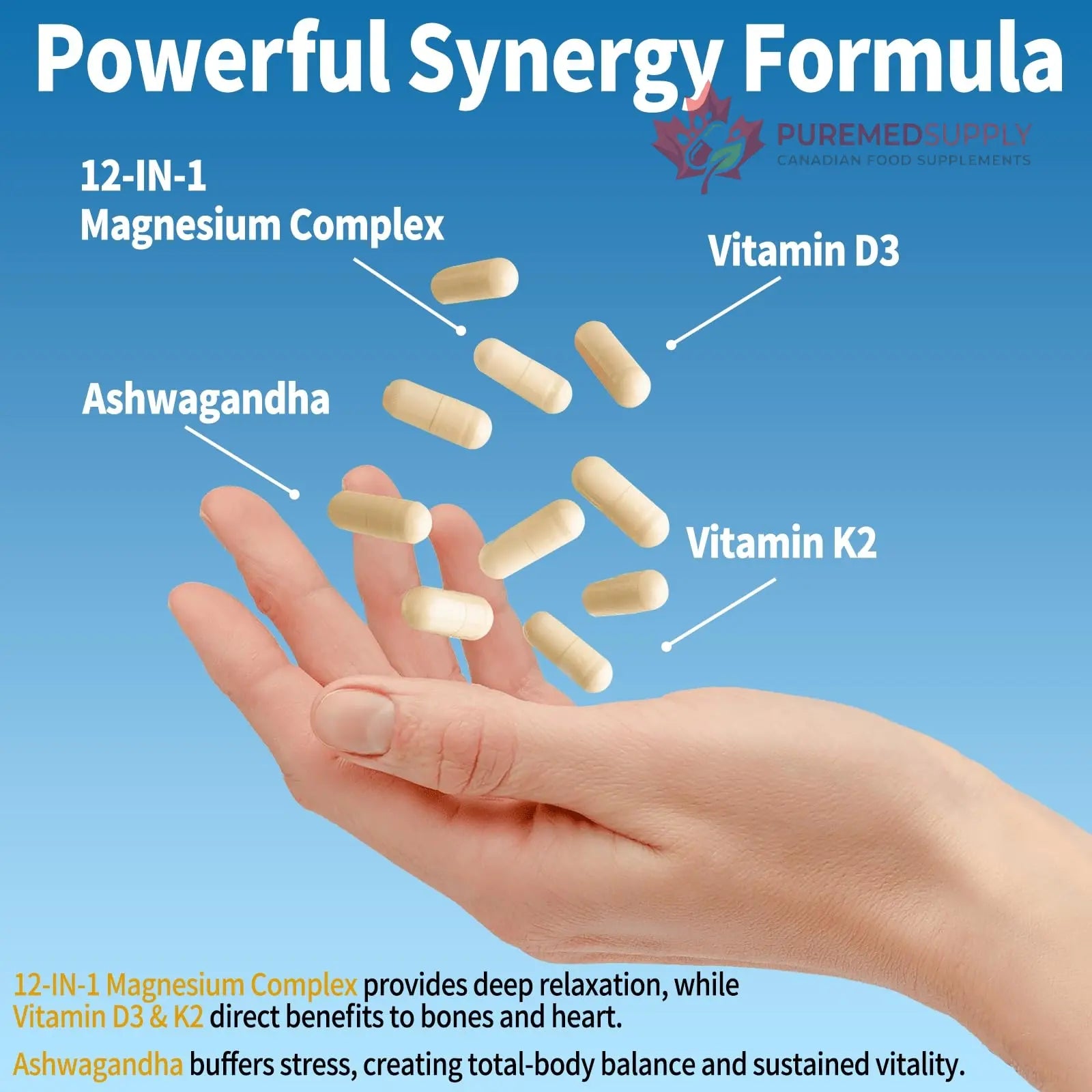 Magnesium Complex 12 in 1 Supplement for Women & Men 700mg, Magnesium Glycinate with Vitamin D3 K2, Citrate Malate Oxide Taurate Aspartate Orotate, for Relaxation, Heart, Energy, Muscle, 120 Capsules Qmiozzy buy supplements canada