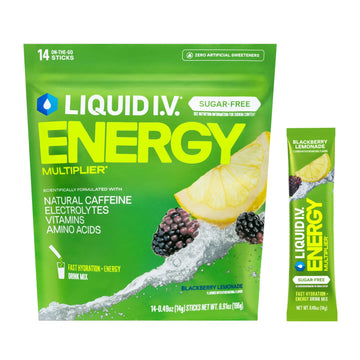 Liquid I.V.® Hydration Multiplier Sugar-Free + Energy - Blackberry Lemonade | Electrolyte Powder Drink Mix | 1 Pack (14 Servings) Liquid I.V. buy supplements canada