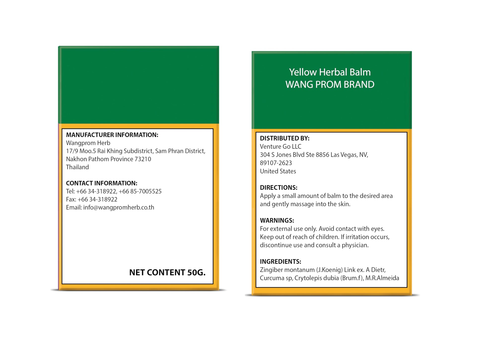 Wang Prom Herbal Balm-Pain Relief Balm for Muscles, Joints, and Whole Body- Soothes, Aches and Pains 50g (Pack of 3) (Yellow) WANG PROM buy supplements canada